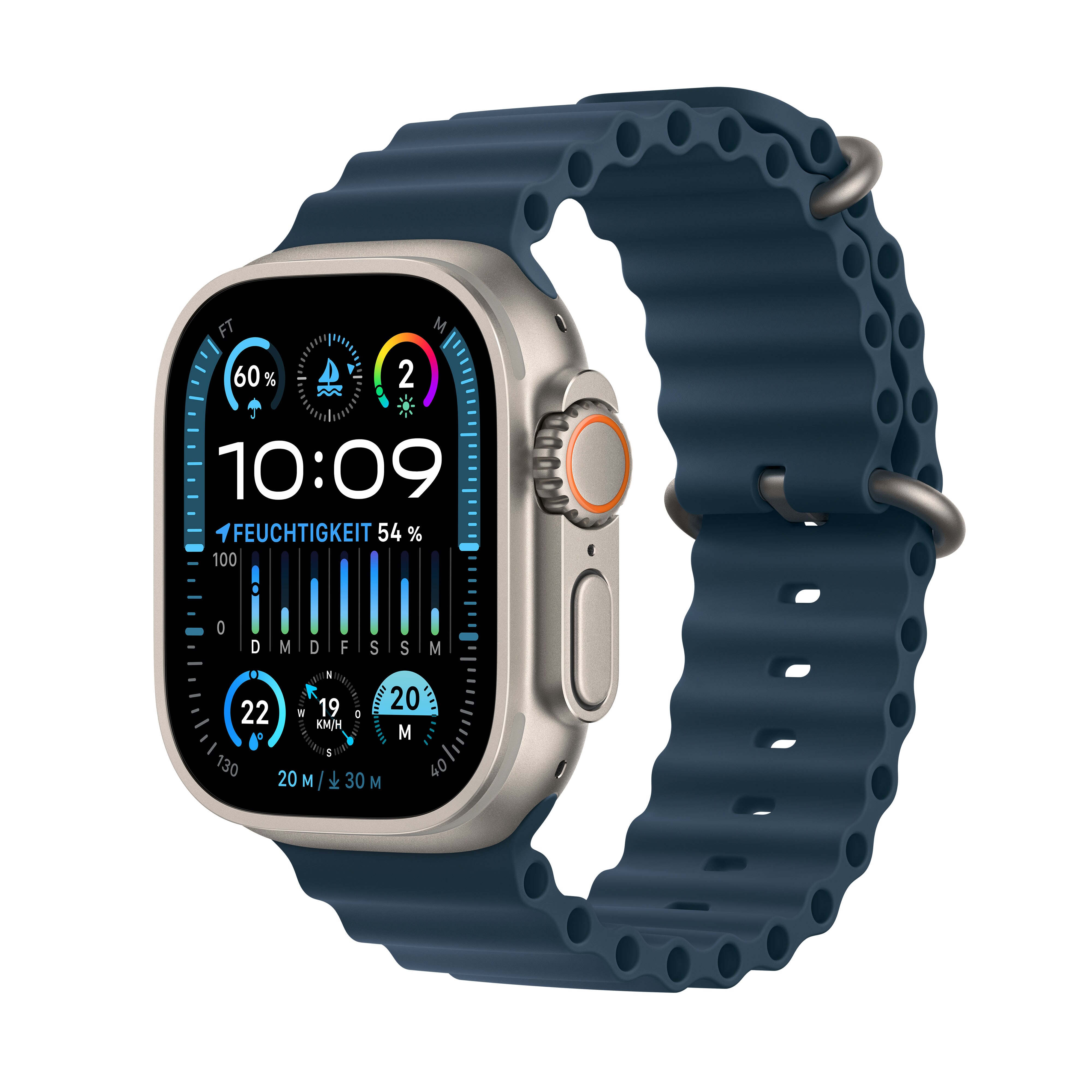 Apple Watch Ultra 2 LTE 49mm Titanium Ocean Band Blau MREG3FD/A ++ 