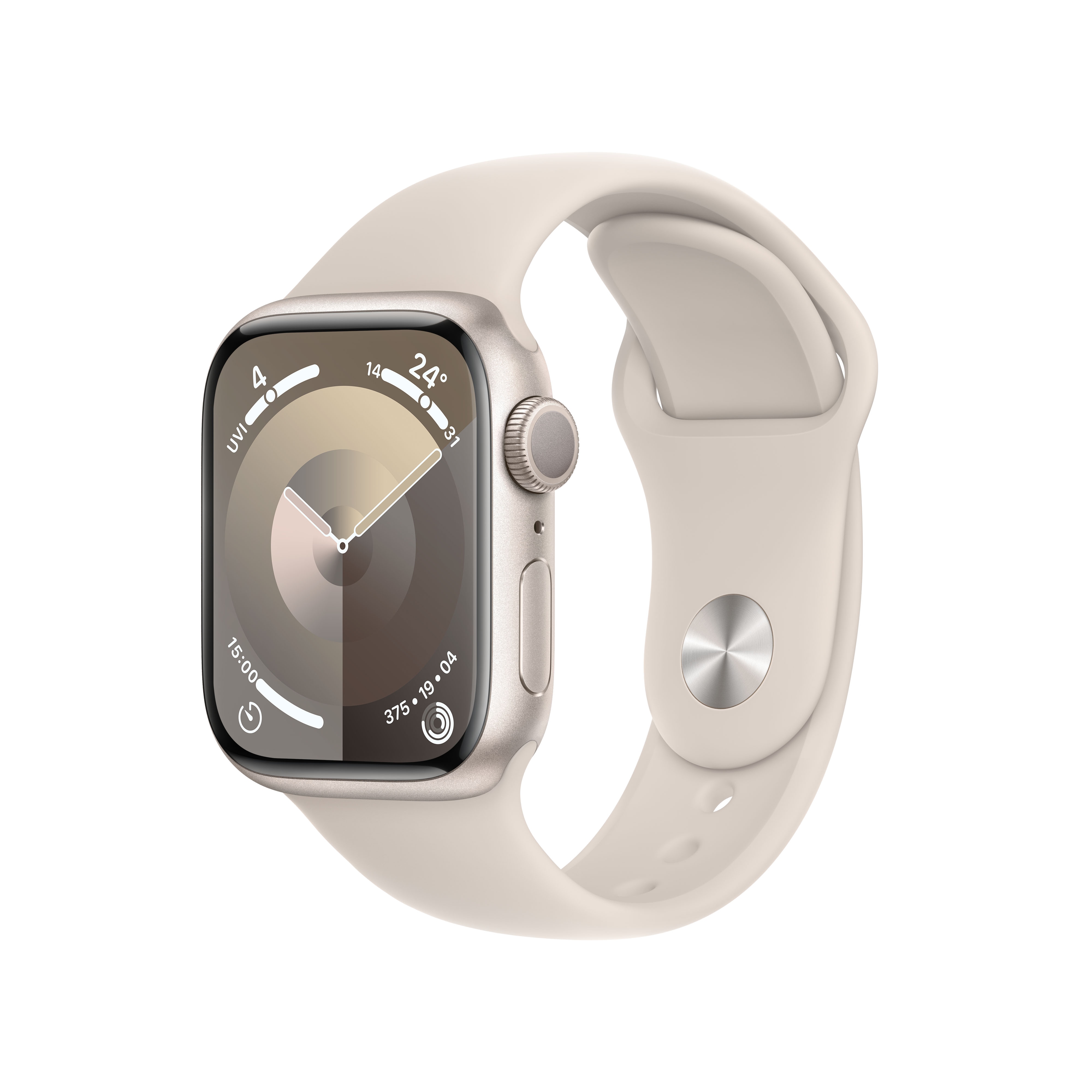 Apple Watch Series 9 GPS 41mm Aluminium Polarstern Sportarmband Polarstern - S/M