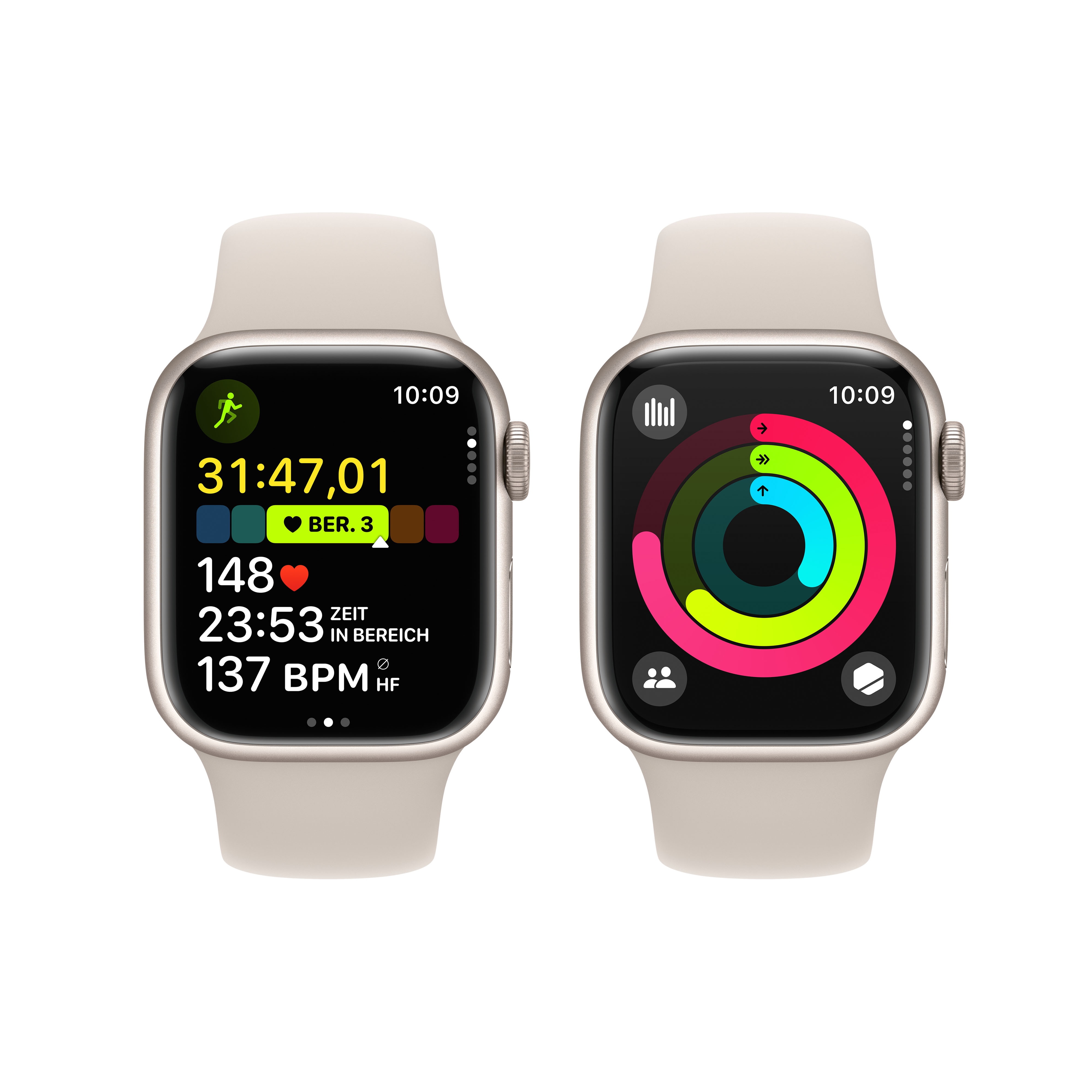 Apple Watch Series 9 GPS 41mm Aluminium Polarstern Sportarmband Polarstern - S/M