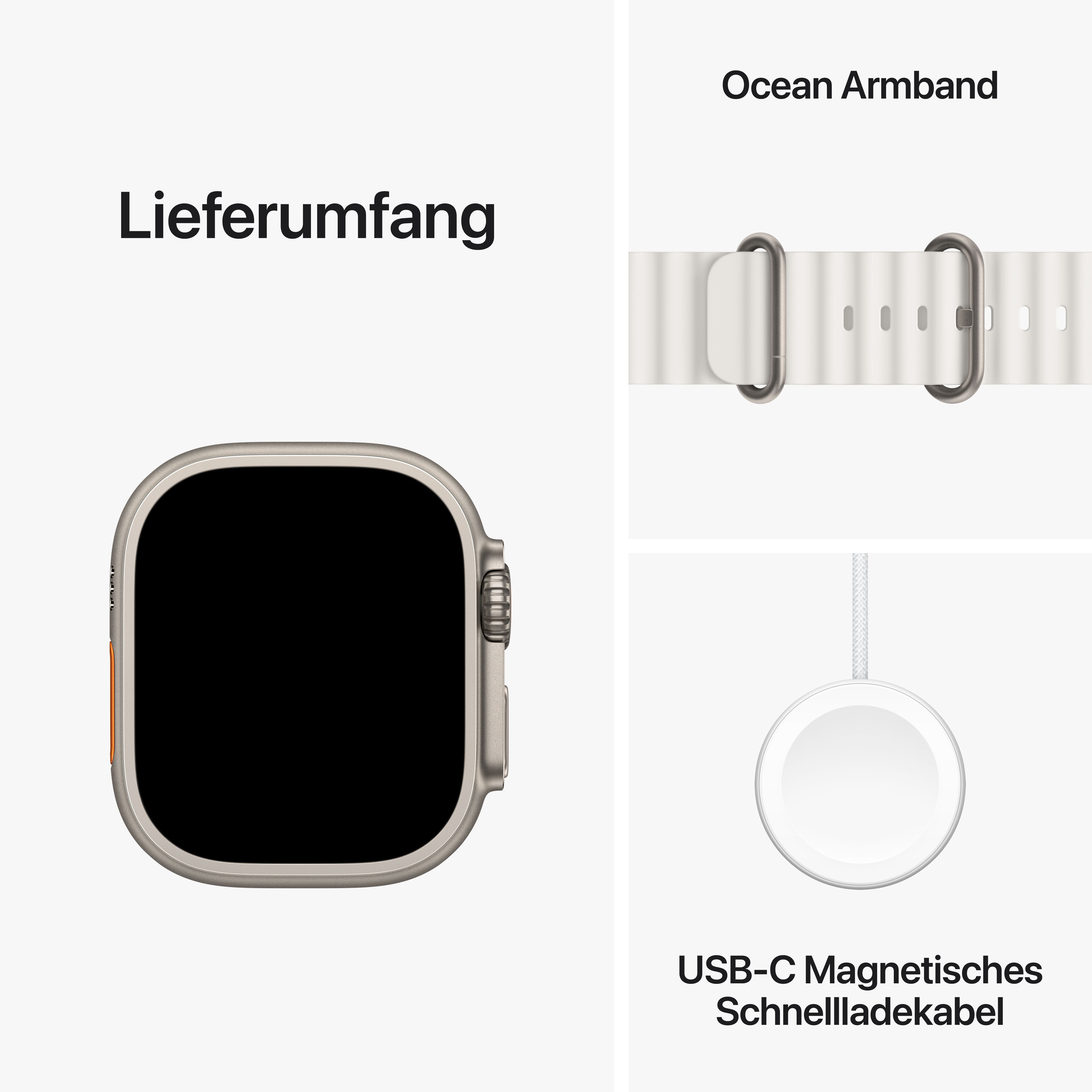 Apple Watch Ultra 2 LTE 49mm Titanium Ocean Band Weiß MREJ3FD/A