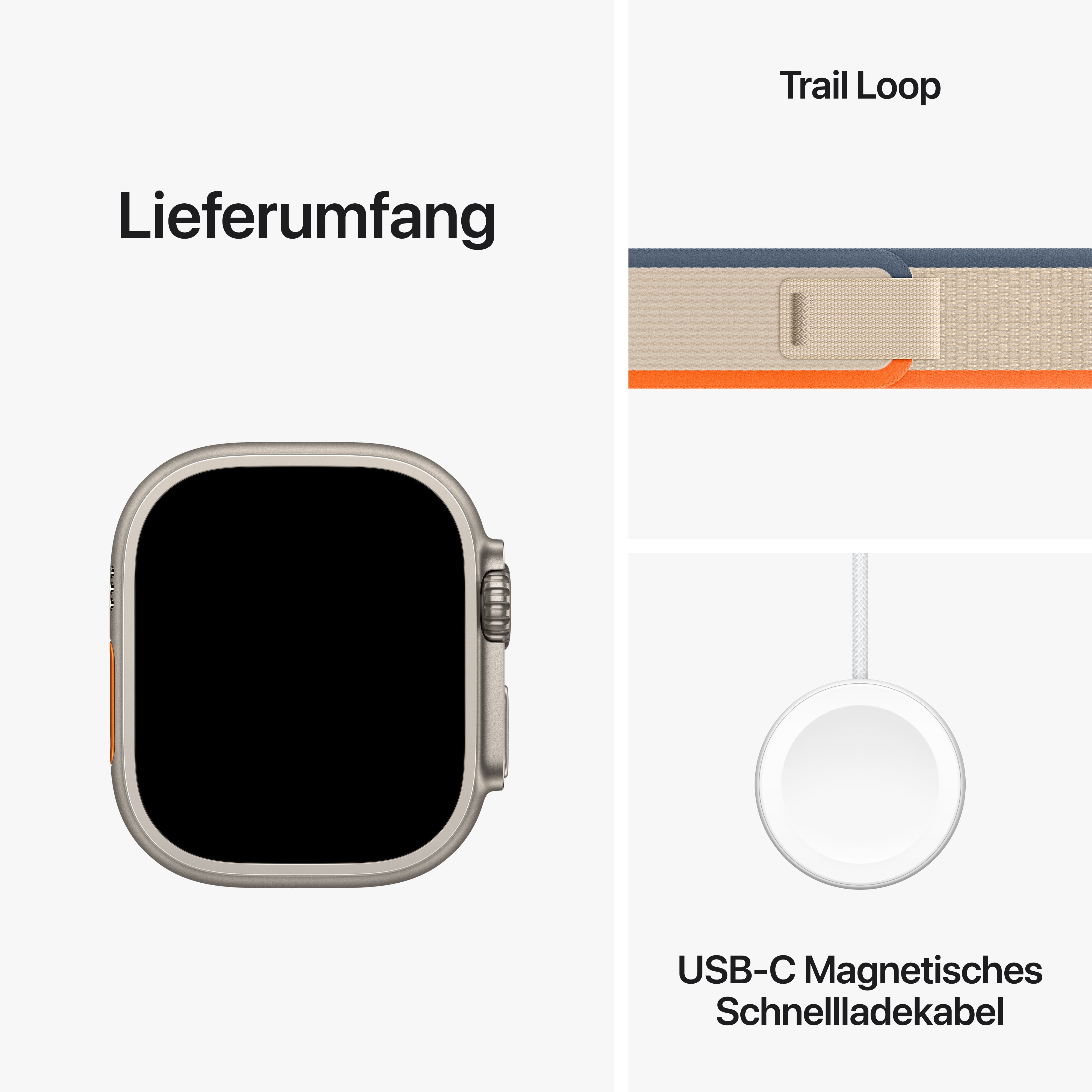 Apple Watch Ultra 2 LTE 49mm Titanium Trail Loop Orange/Beige S/M MRF13FD/A