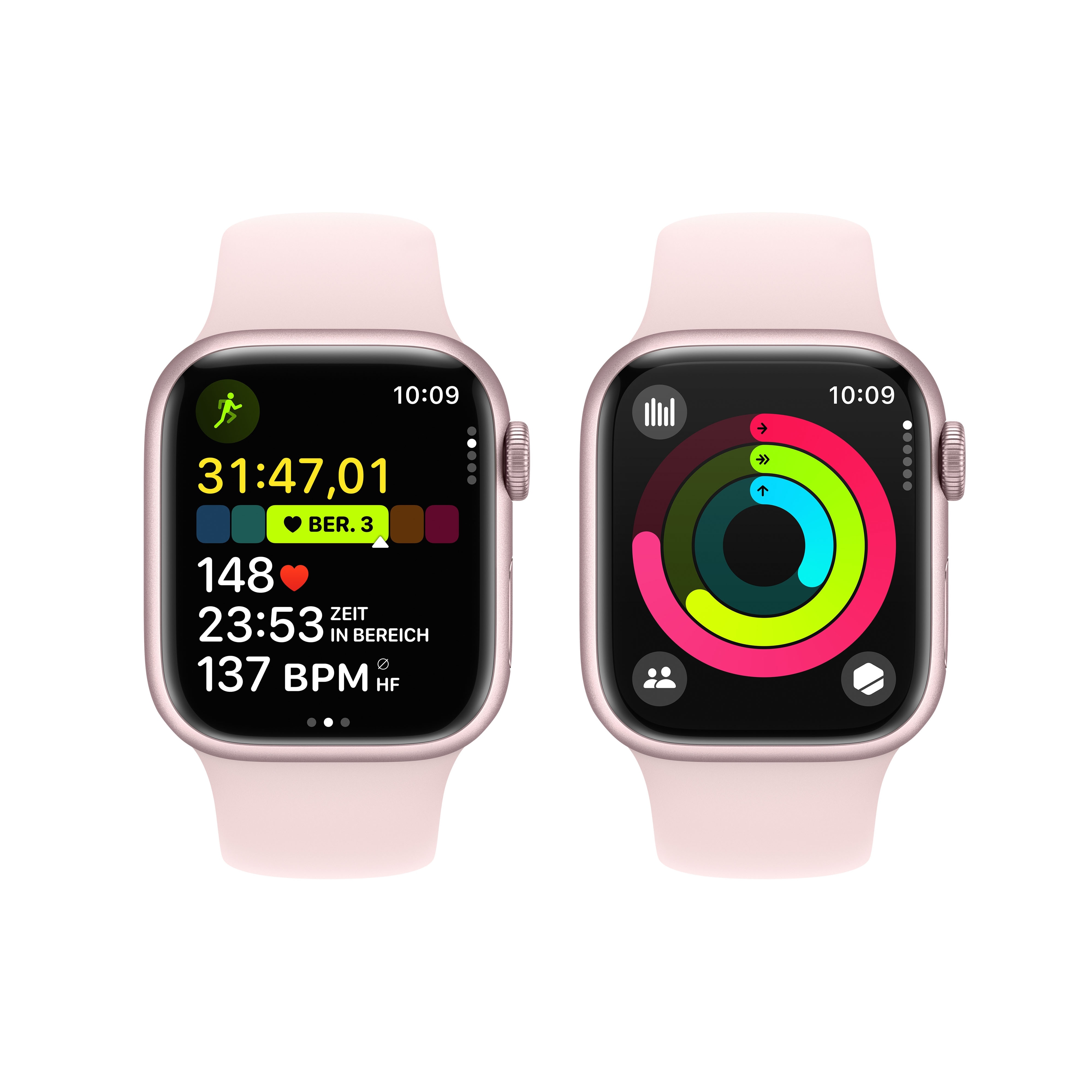 Apple Watch Series 9 GPS 41mm Aluminium Pink Sportarmband Hellrosa - S/M