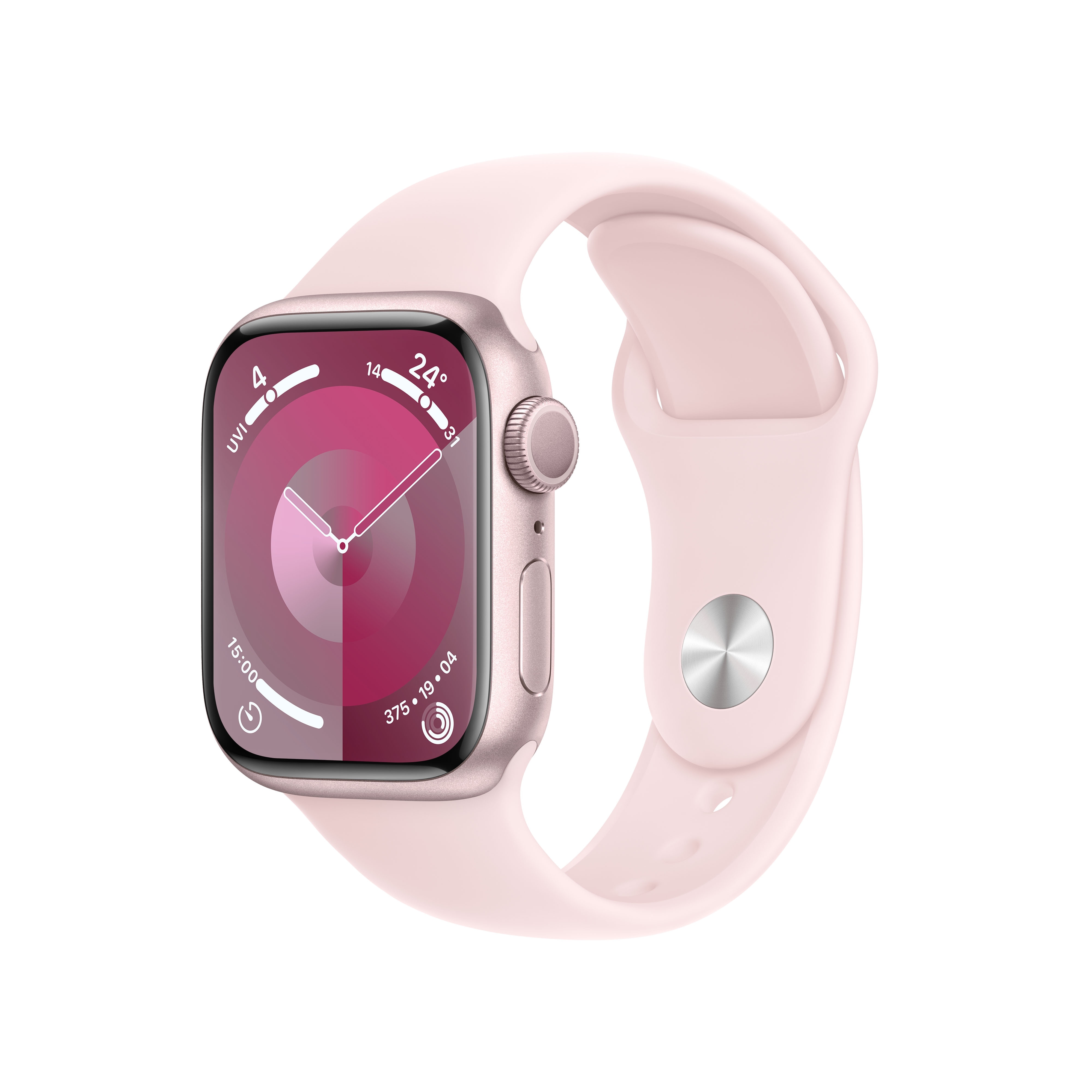 Apple Watch Series 9 GPS 41mm Aluminium Pink Sportarmband Hellrosa - S/M