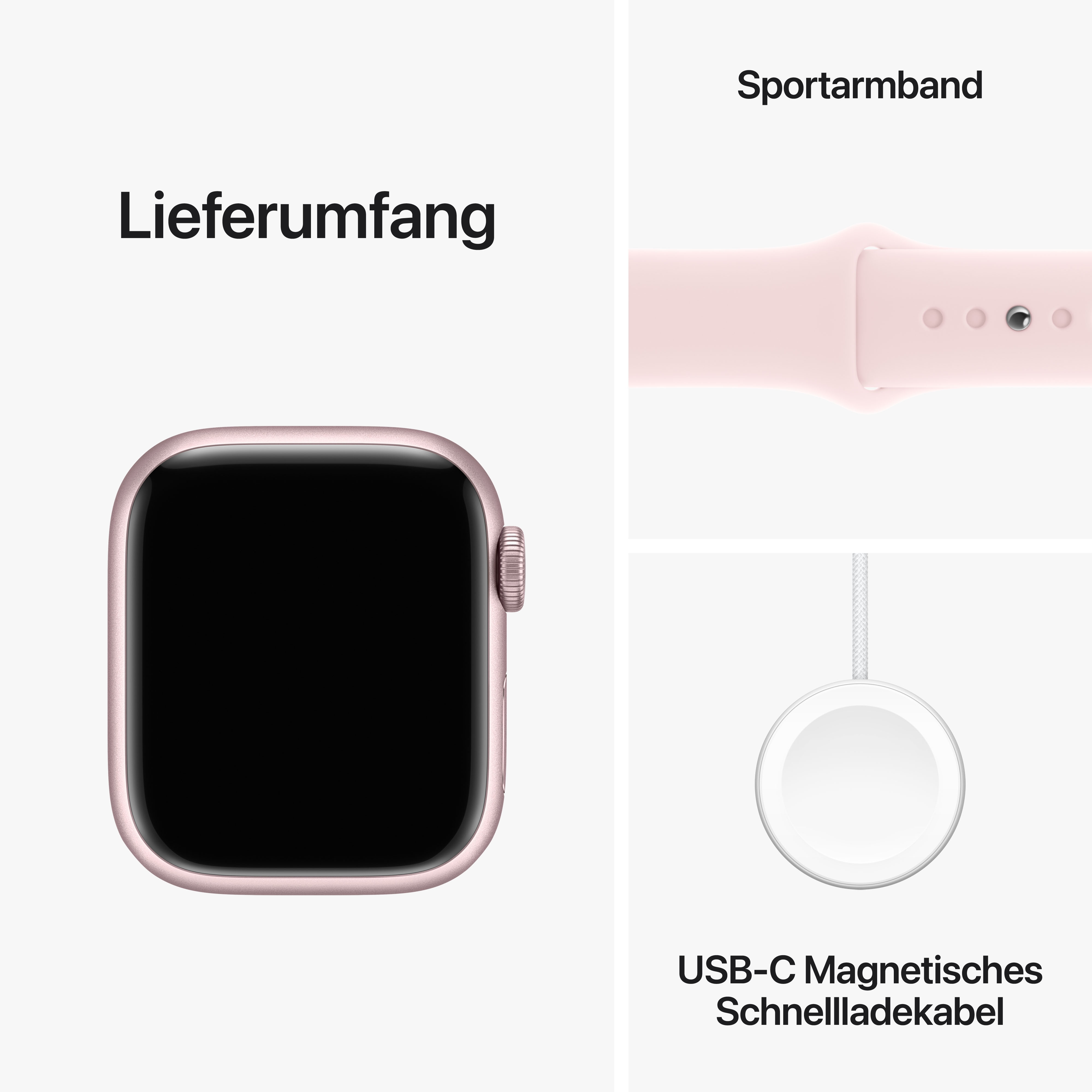 Apple Watch Series 9 GPS 41mm Aluminium Pink Sportarmband Hellrosa - S/M