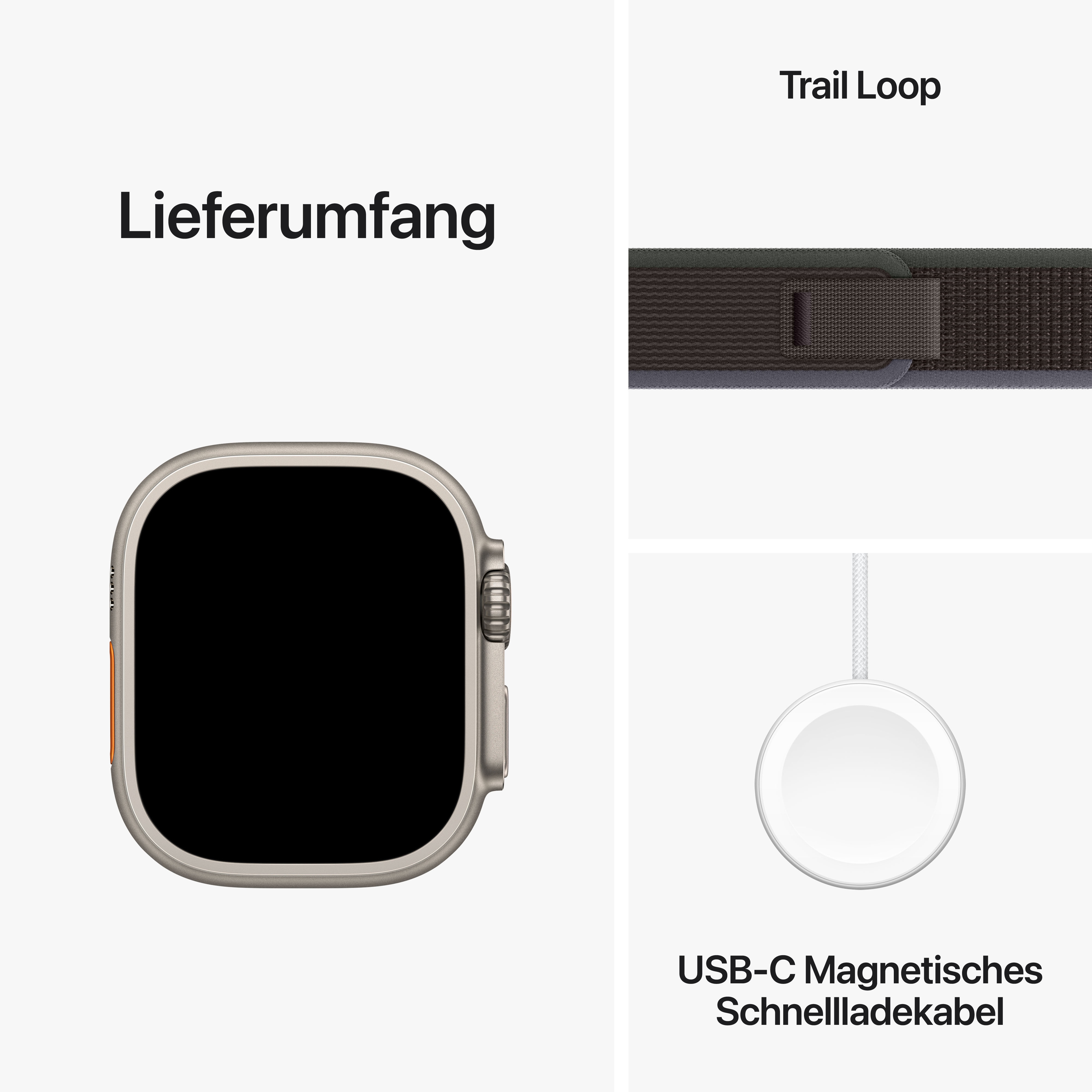 Apple Watch Ultra 2 LTE 49mm Titanium Trail Loop Blau/Schwarz S/M MRF53FD/A