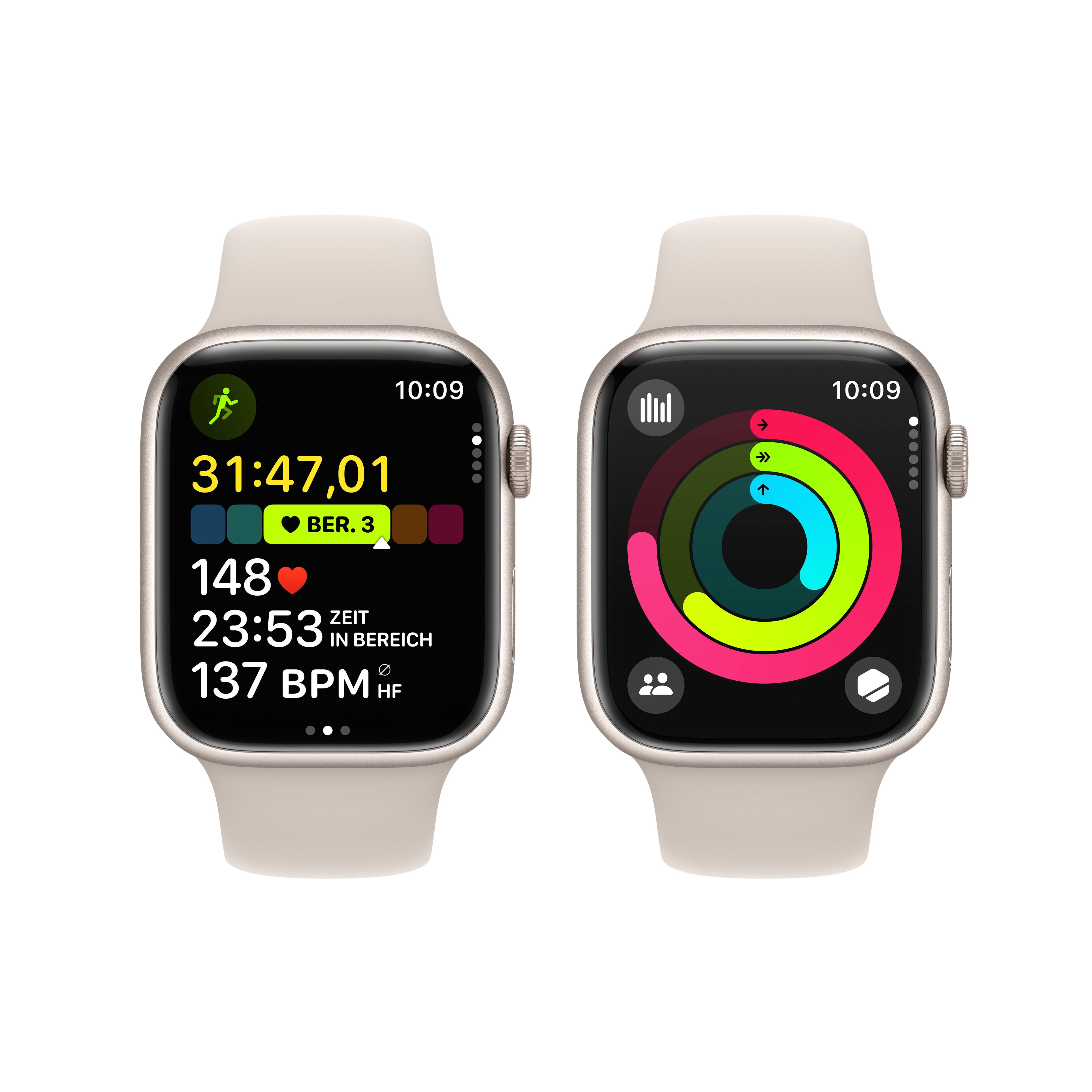 Apple Watch Series 9 GPS 45mm Aluminium Polarstern Sportarmband Polarstern - S/M