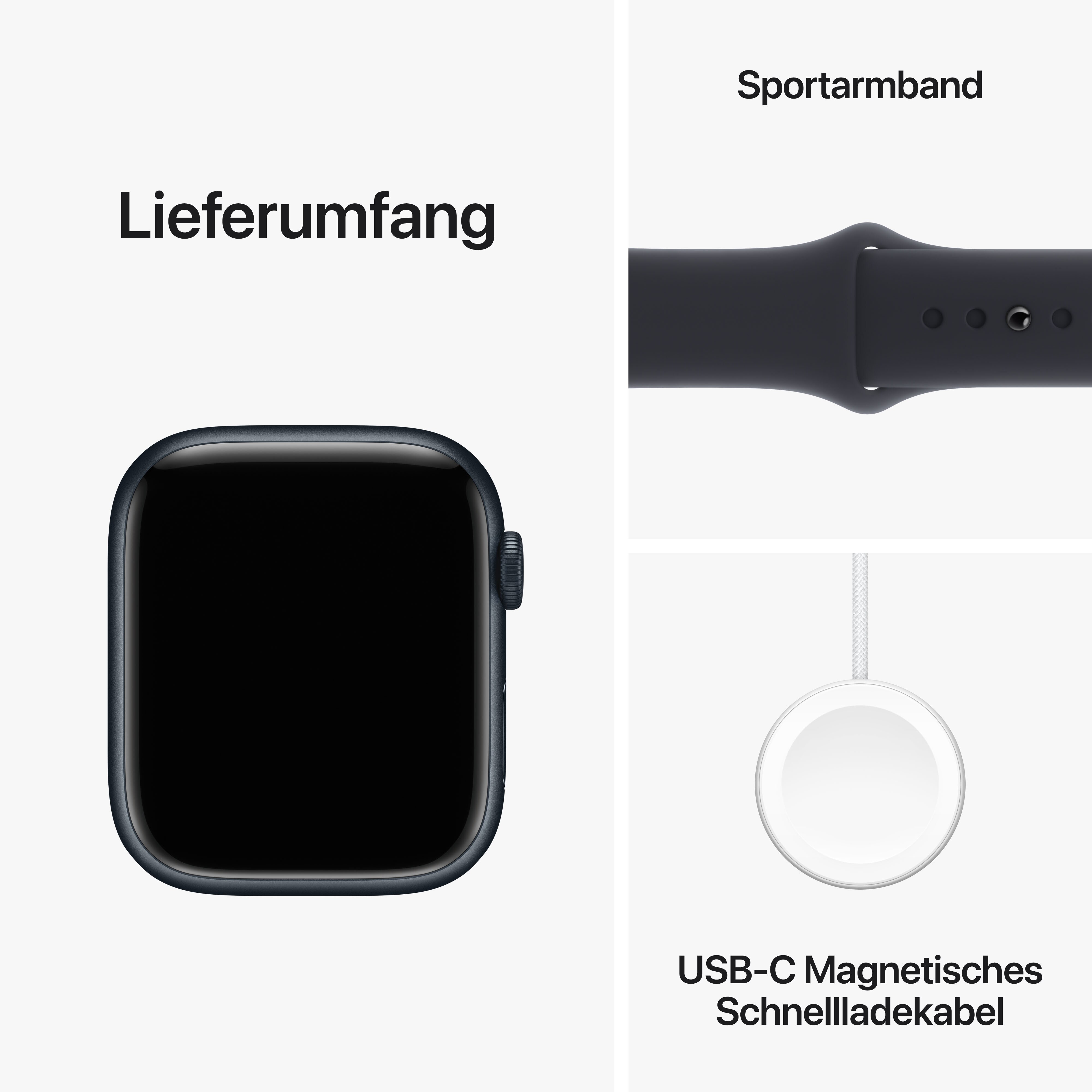 Apple Watch Series 9 GPS 45mm Aluminium Mitternach Sportarmband Mitternach - S/M