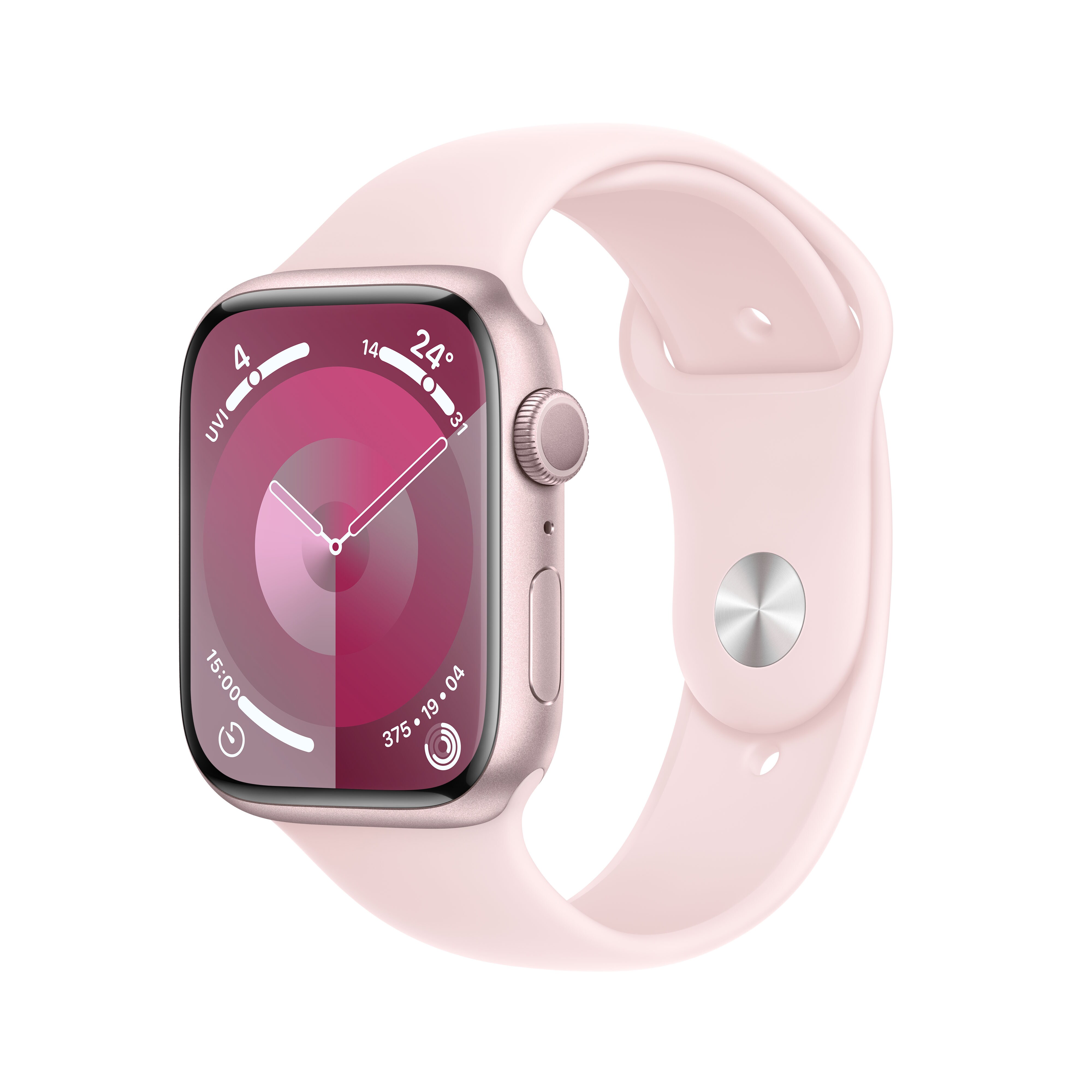 Apple Watch Series 9 GPS 45mm Aluminium Rosè Sportarmband Hellrosa - S/M