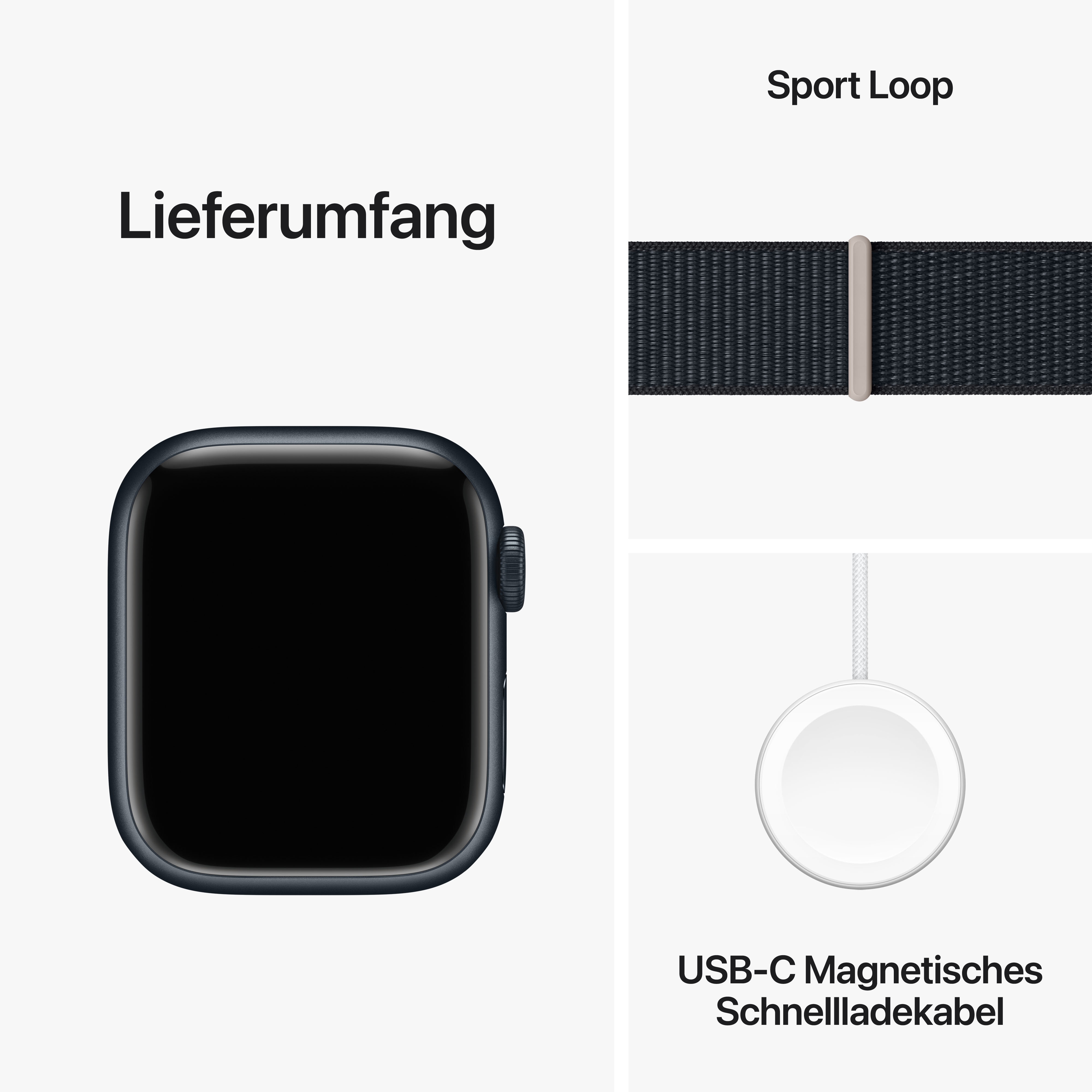 Apple Watch Series 9 GPS 41mm Aluminium Mitternacht Sport Loop Mitternacht