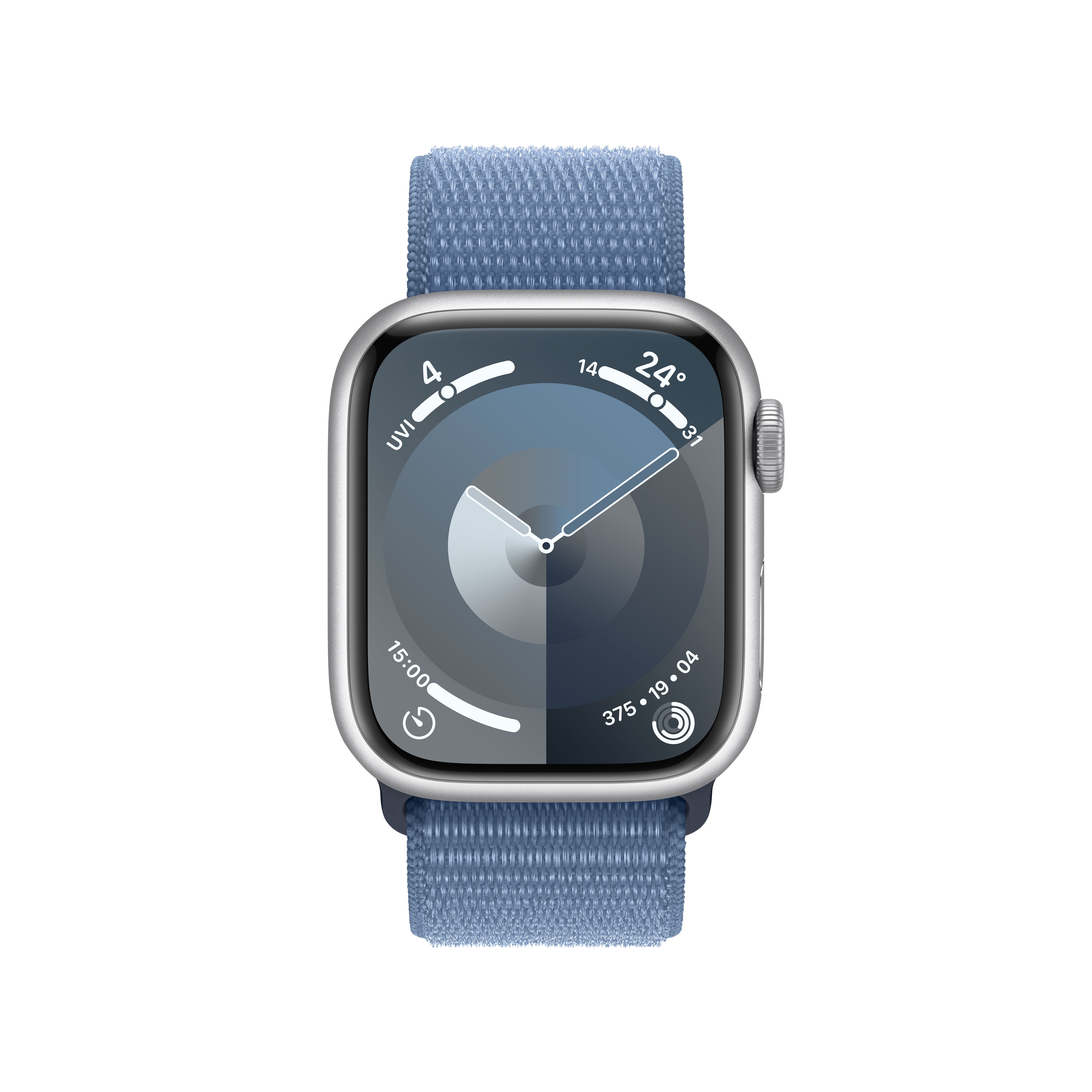 Apple Watch Series 9 GPS 41mm Aluminium Silber Sportarmband Winterblau