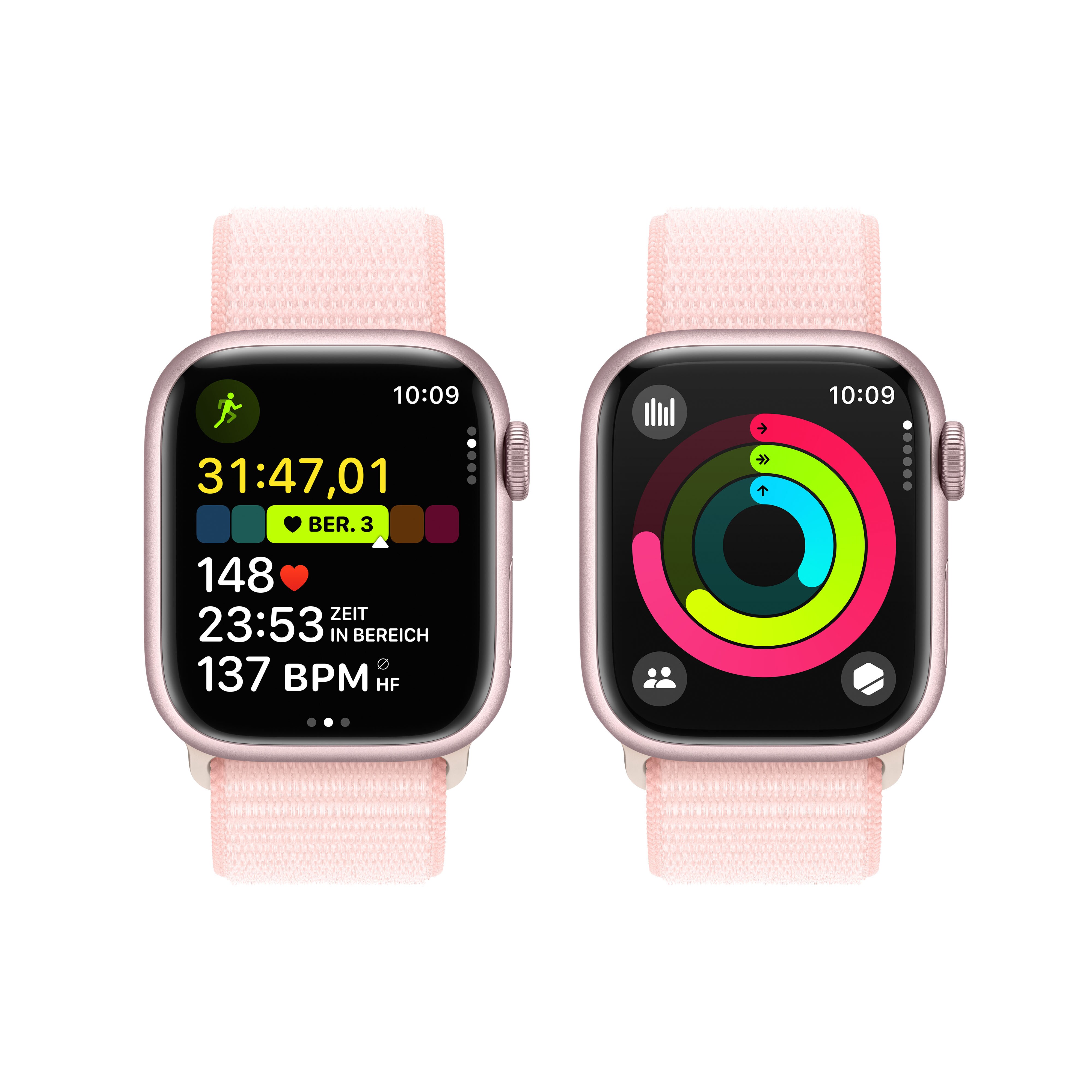 Apple Watch Series 9 GPS 41mm Aluminium Rosè Sport Loop Hellrosa