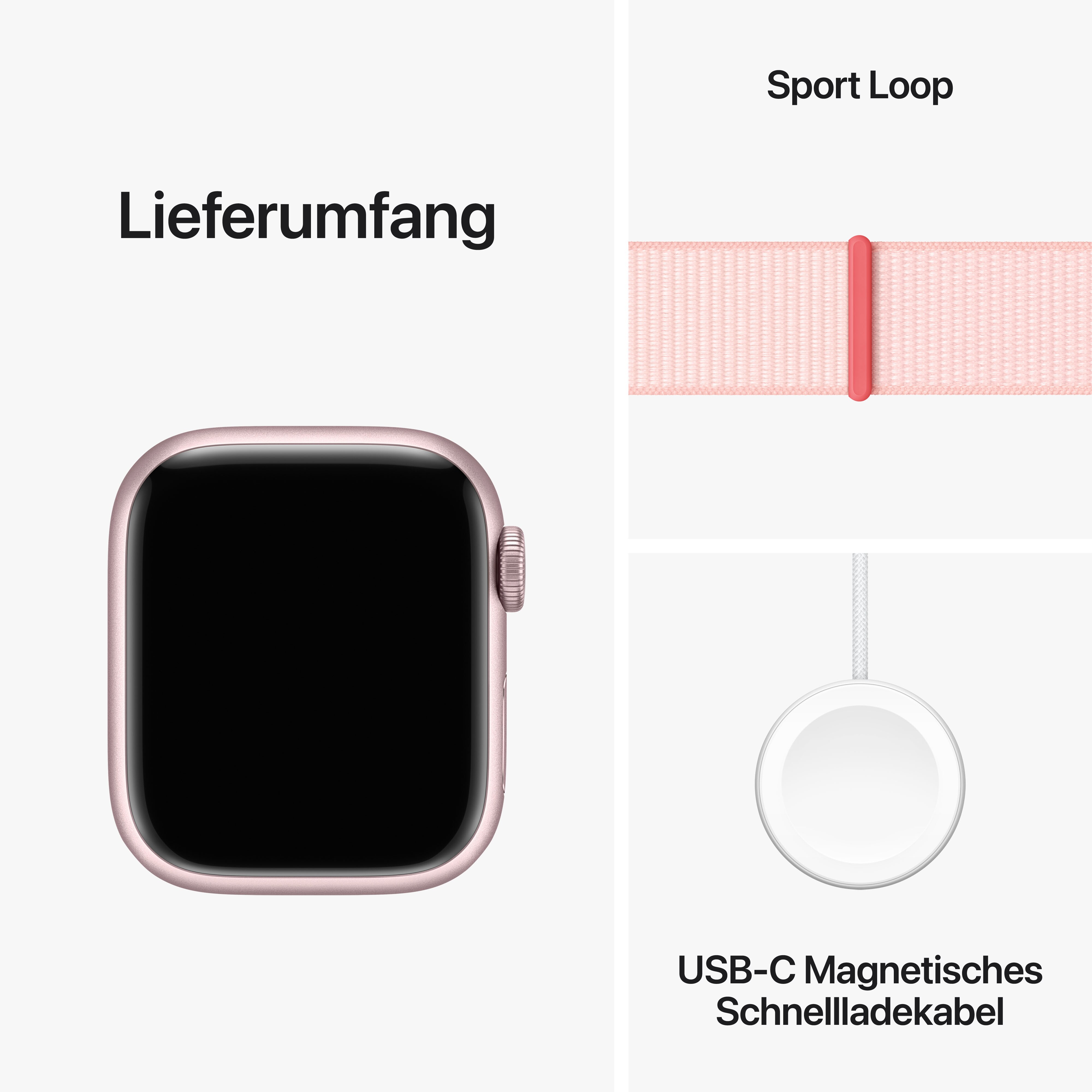 Apple Watch Series 9 GPS 41mm Aluminium Rosè Sport Loop Hellrosa