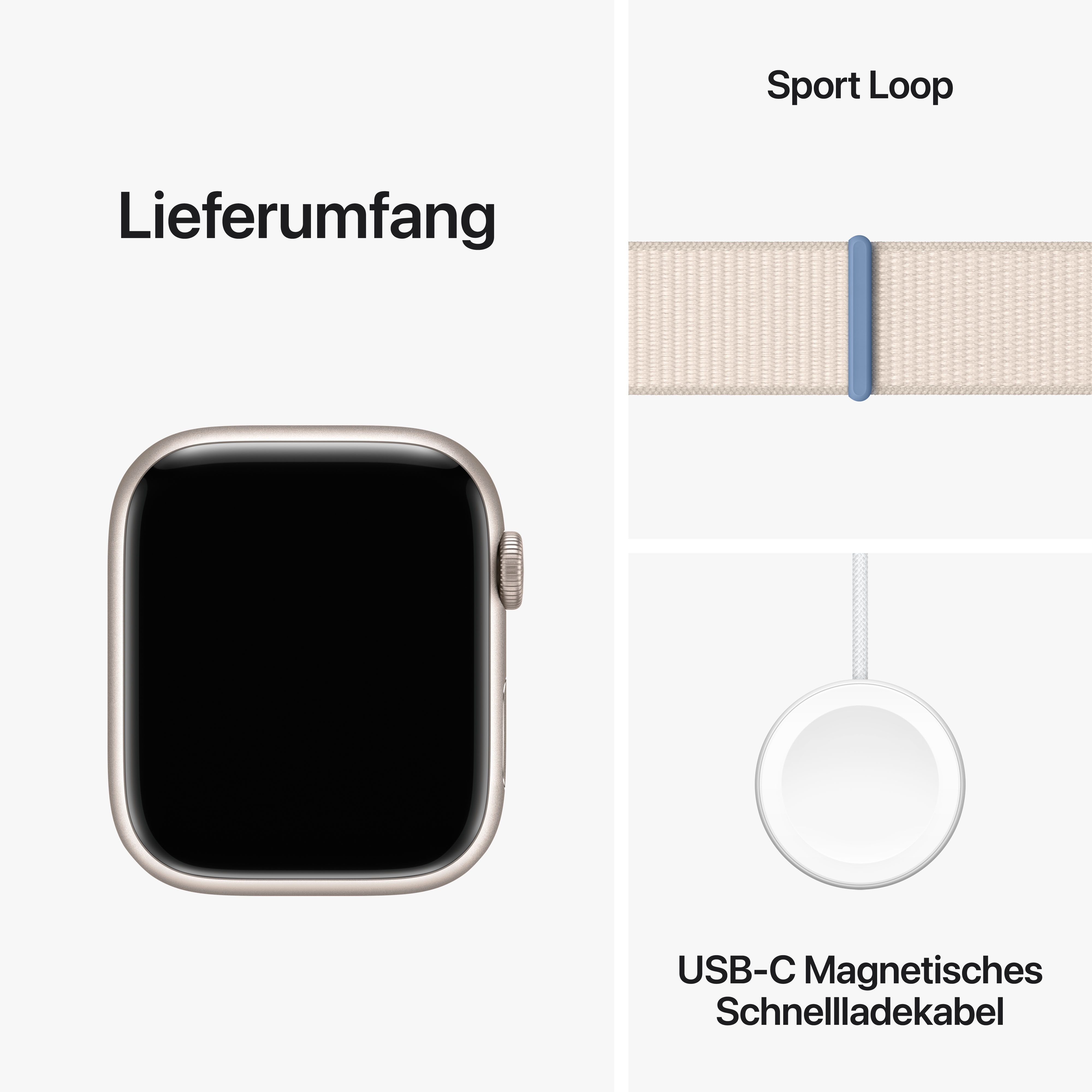 Apple Watch Series 9 GPS 45mm Aluminium Polarstern Sport Loop Polarstern