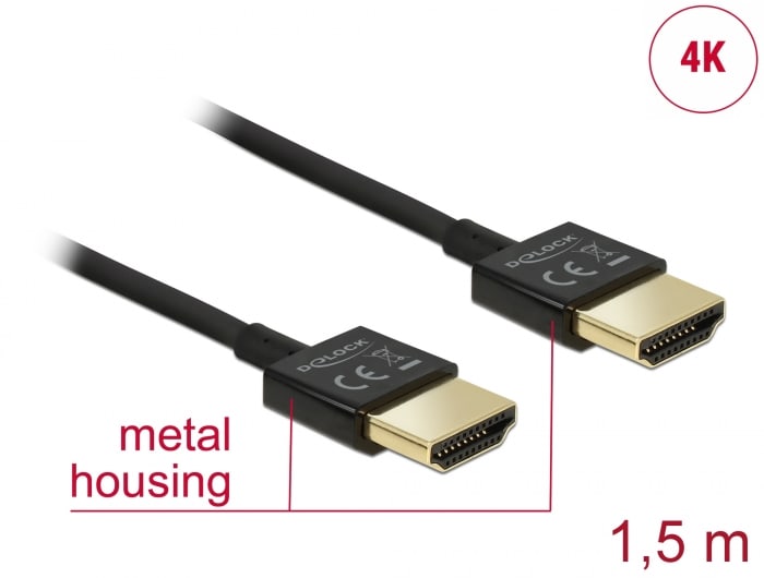 Delock Kabel High Speed HDMI mit Ethernet - HDMI Stecker &gt; HDMI Stecker 3D 1,5m