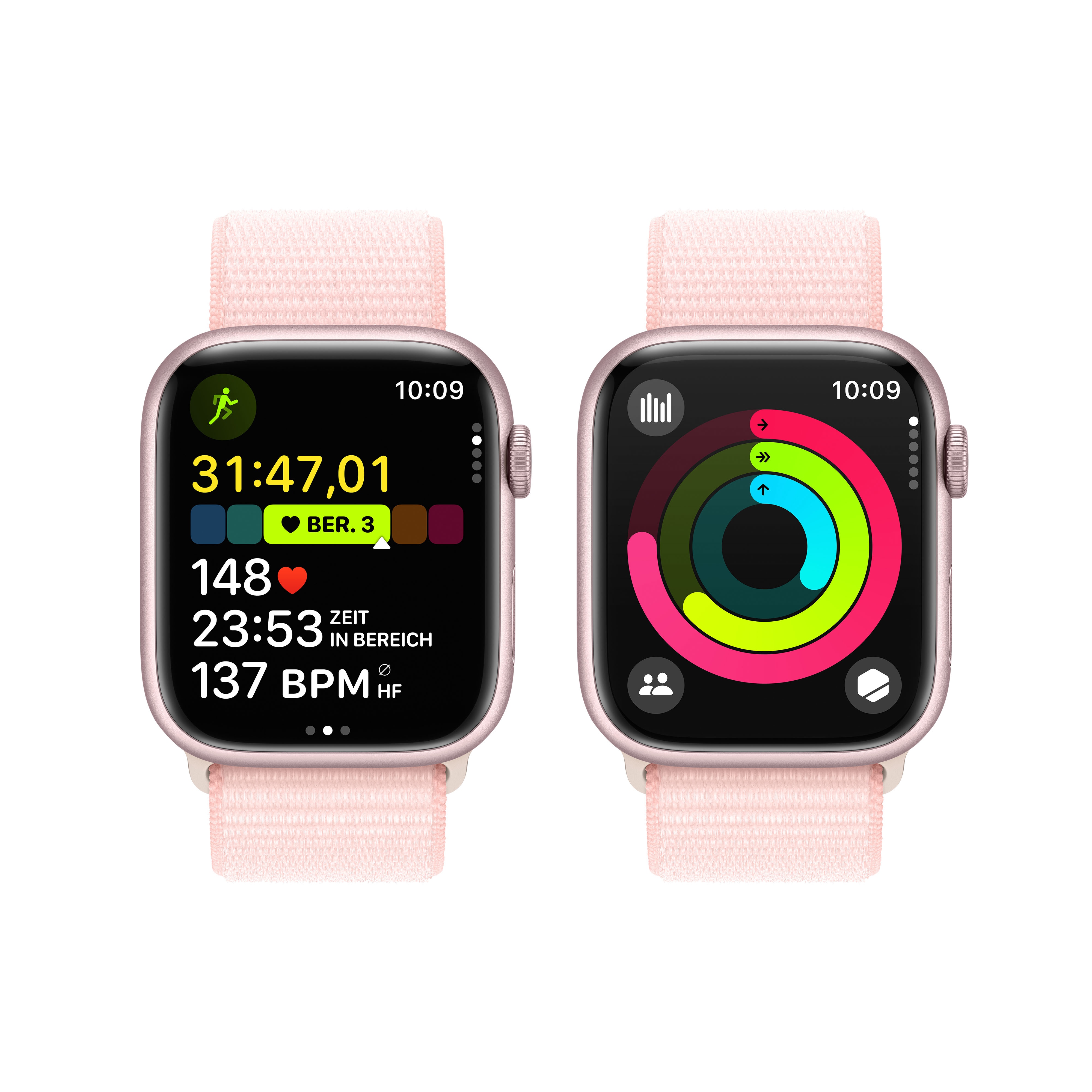 Apple Watch Series 9 GPS 45mm Aluminium Rosè Sport Loop Hellrosa