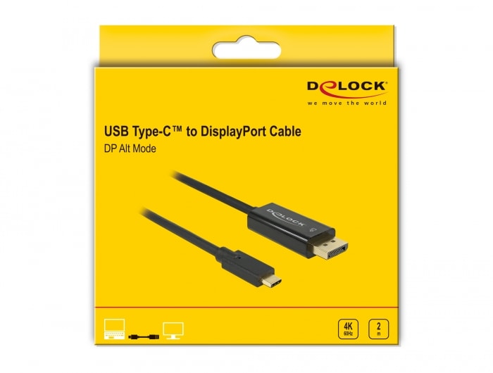 Delock Kabel USB Type-C™ Stecker &gt; DisplayPort Stecker (DP Alt Mode) 4K 60 Hz 2m