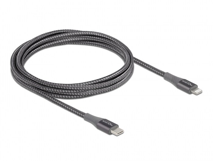 Delock Daten- und Ladekabel USB Type-C zu Lightning für iPhone, iPad grau 2 m