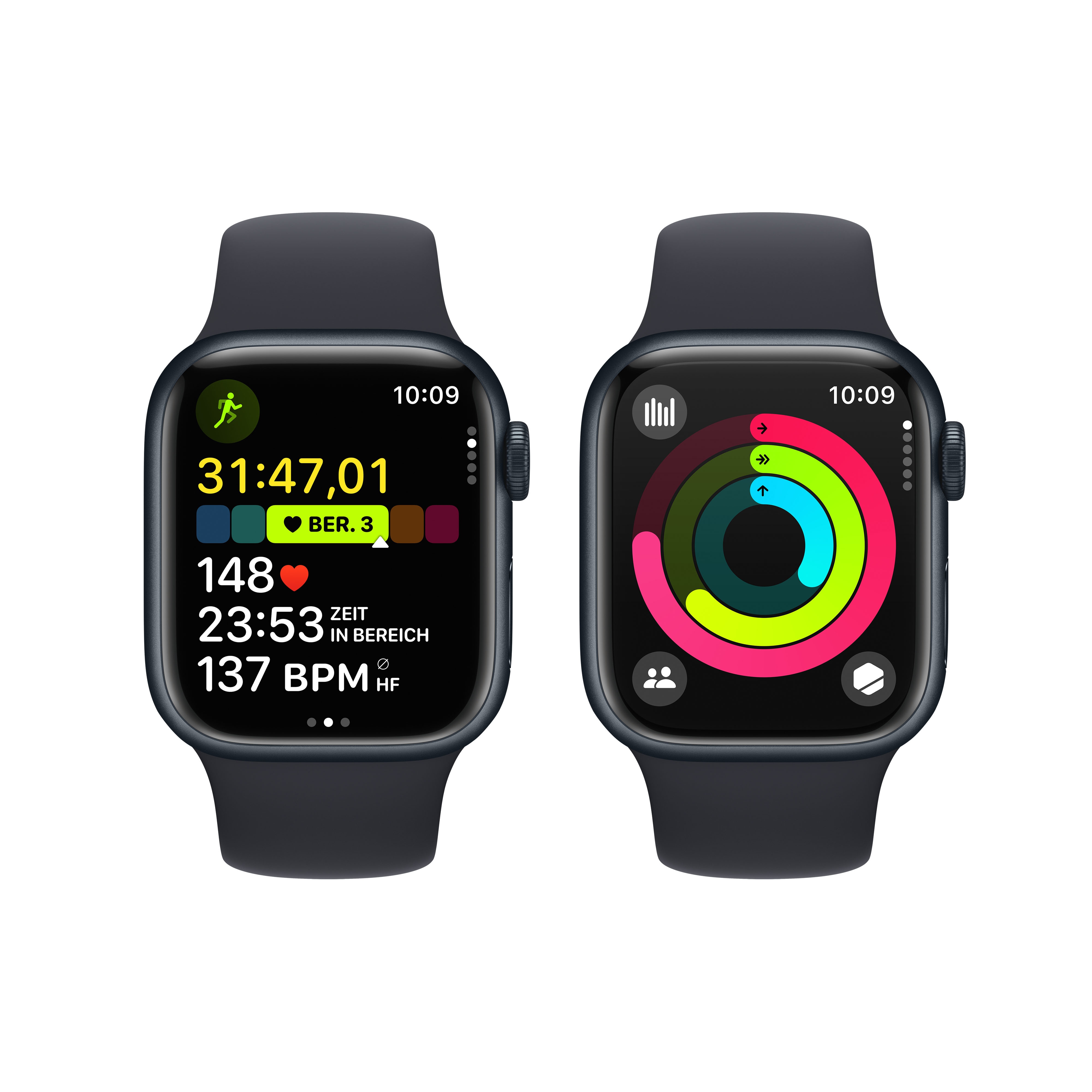 Apple Watch Series 9 LTE 41mm Aluminium Mitternacht Sportarmband Mitternacht S/M