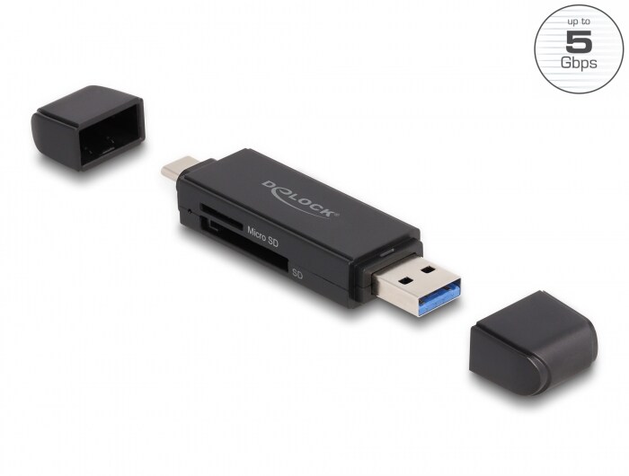 Delock Card Reader SuperSpeed USB 5 Gbps USB Type-C™ / Typ-A für SD und Micro SD