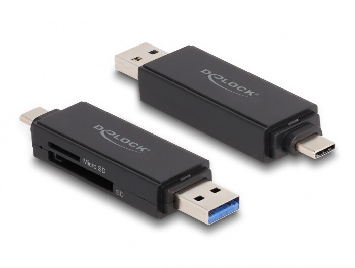 Delock Card Reader SuperSpeed USB 5 Gbps USB Type-C™ / Typ-A für SD und Micro SD