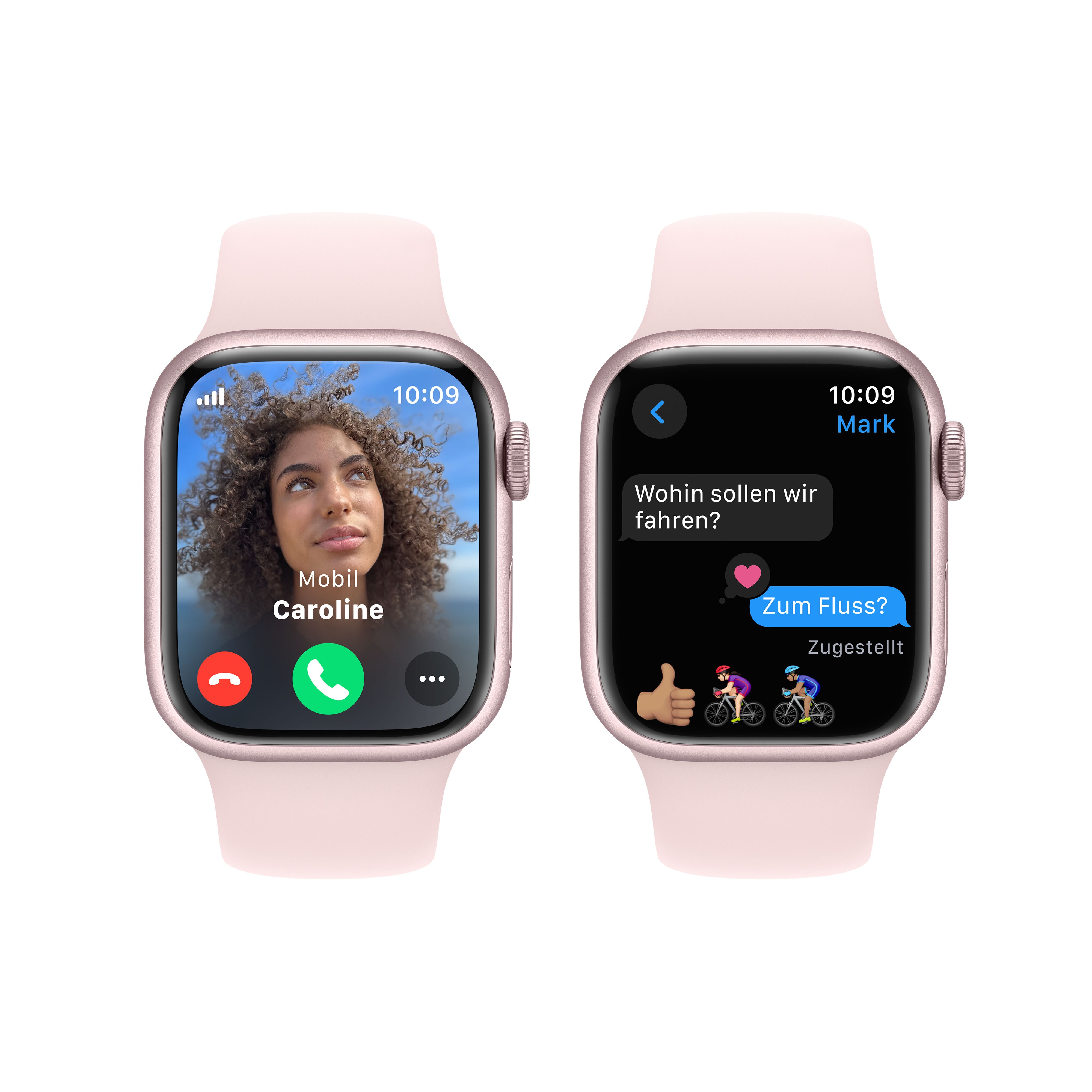 Apple Watch Series 9 LTE 41mm Aluminium Rosè Sportarmband Hellrosa S/M