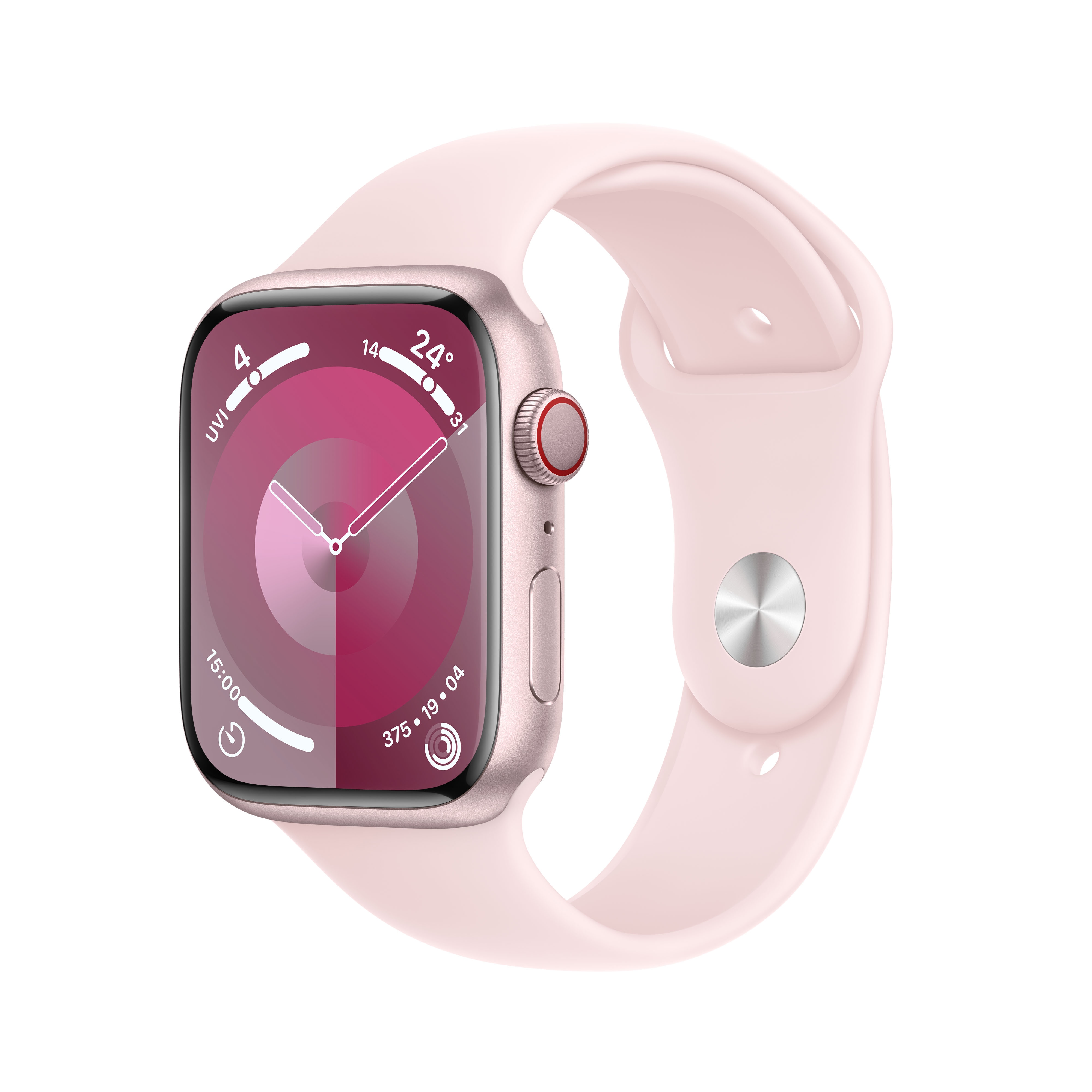 Apple Watch Series 9 LTE 45mm Aluminium Rose Sportarmband Hellrosa S M Cyberport