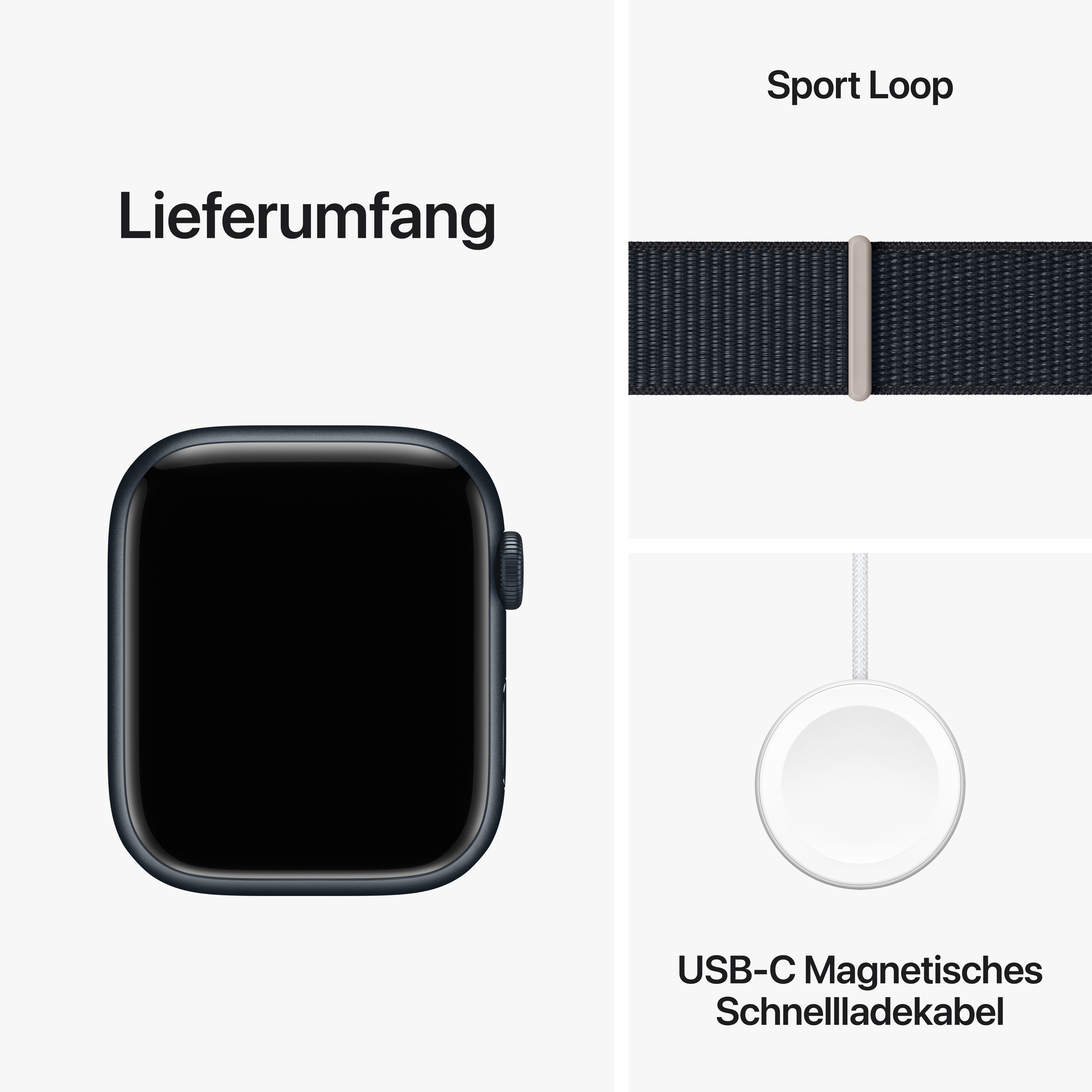 Apple Watch Series 9 LTE 45mm Aluminium Mitternacht Sport Loop Mitternacht