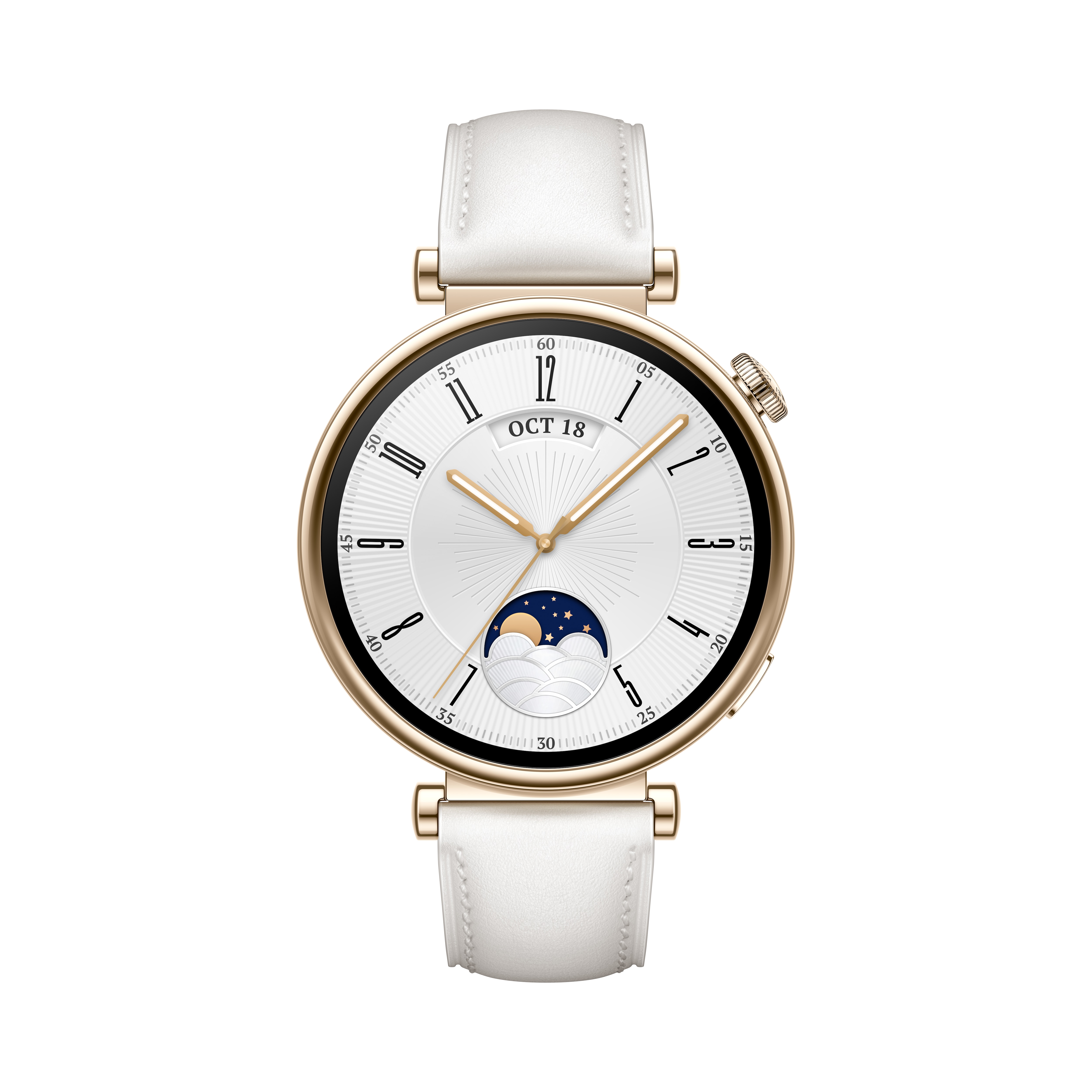 Huawei Watch GT 4 Smartwatch 41mm (Aurora) gold, White Leather AMOLED-Display