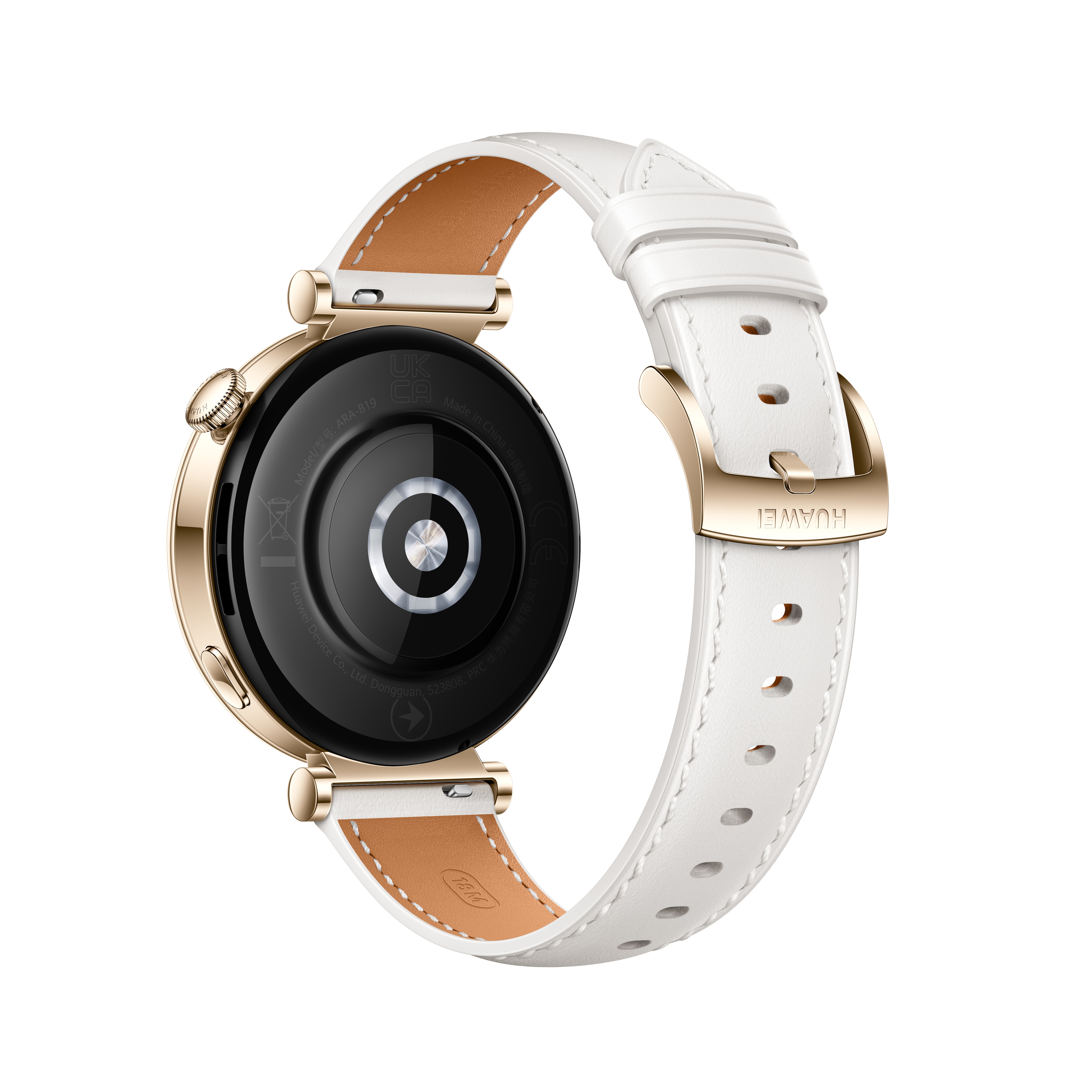 Huawei Watch GT 4 Smartwatch 41mm (Aurora) gold, White Leather AMOLED-Display