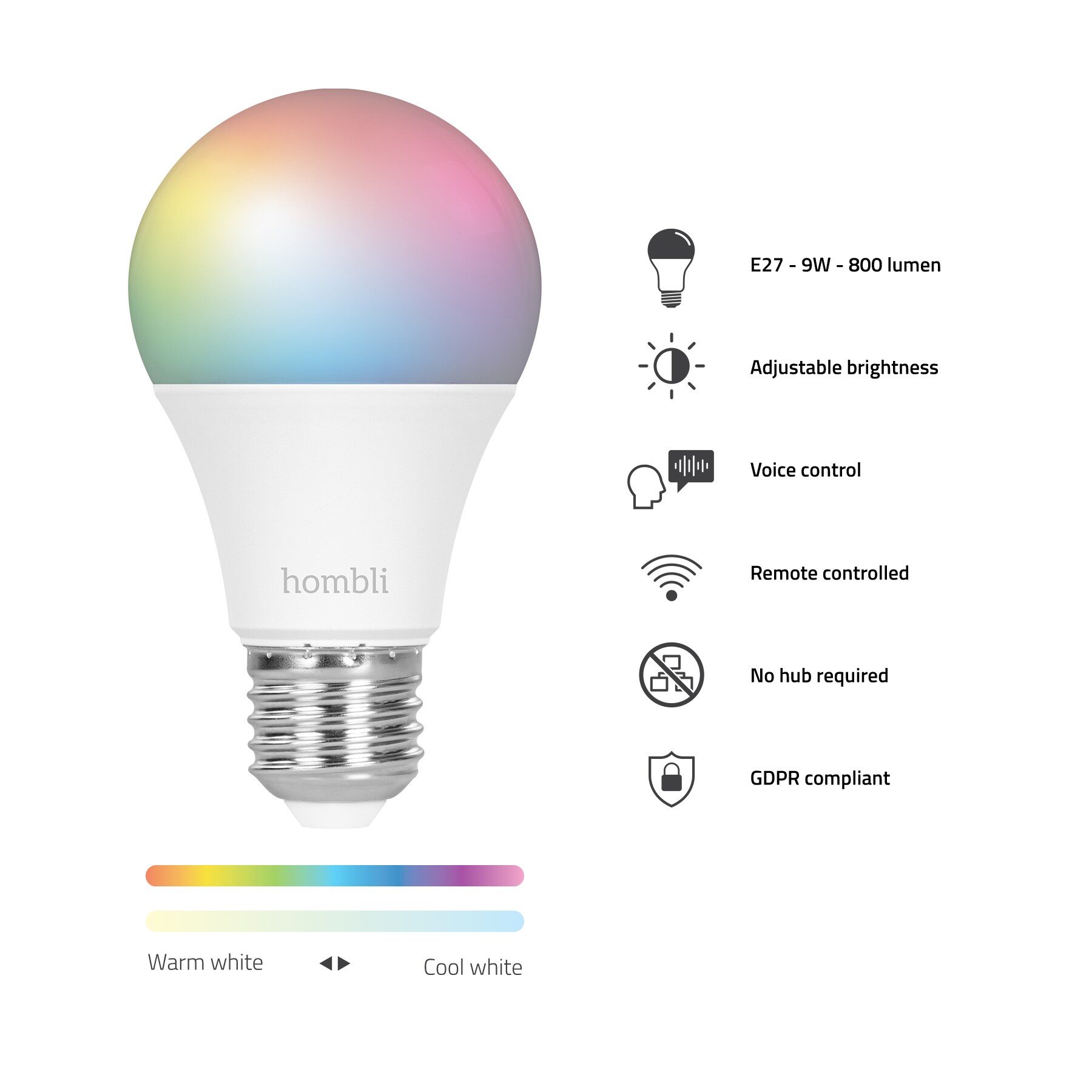 Hombli smarte Glühbirne 9W, E27, RGB