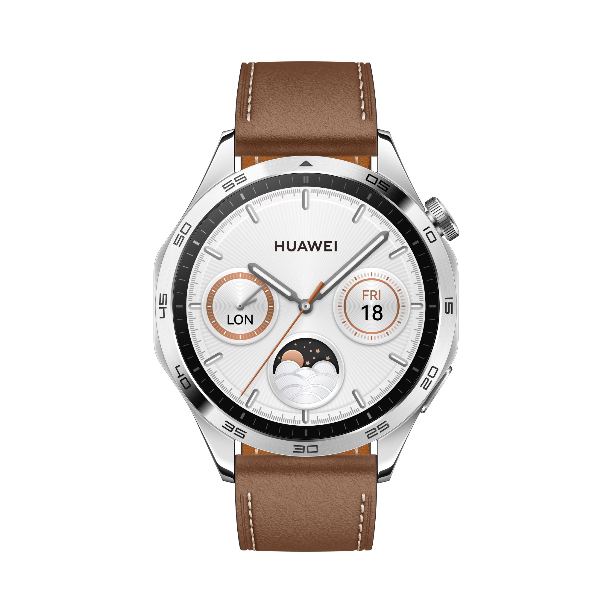 Huawei Watch GT 4 Smartwatch 46mm (Phoinix) silber/Lederarmb. AMOLED-Display