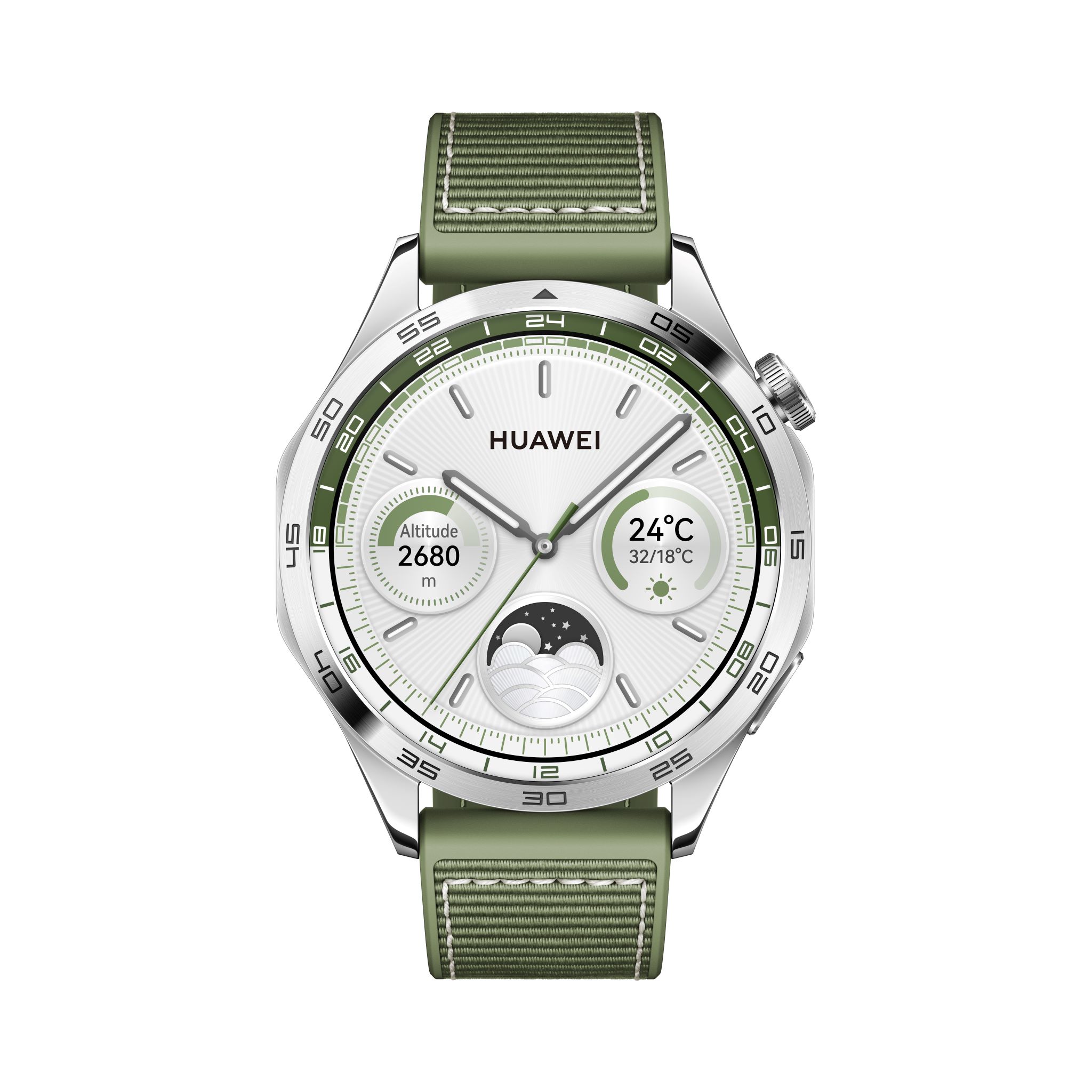 Smartwatch Cyberport 46mm silber/grün (Phoinix) AMOLED-Display Huawei ++ GT Watch 4