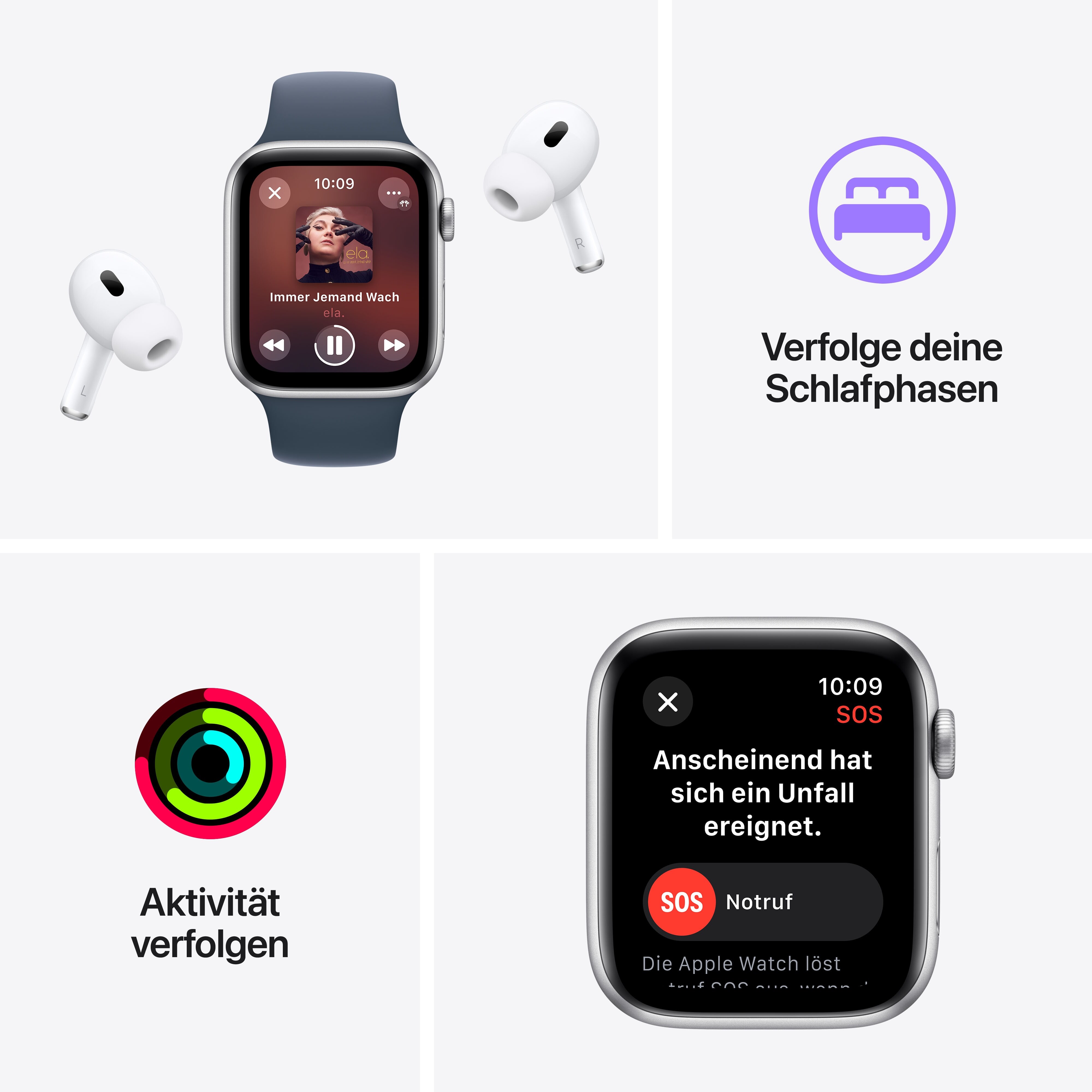 Apple Watch SE (2. Gen) GPS 40mm Alu Polarstern Sportarmband Polarstern - S/M