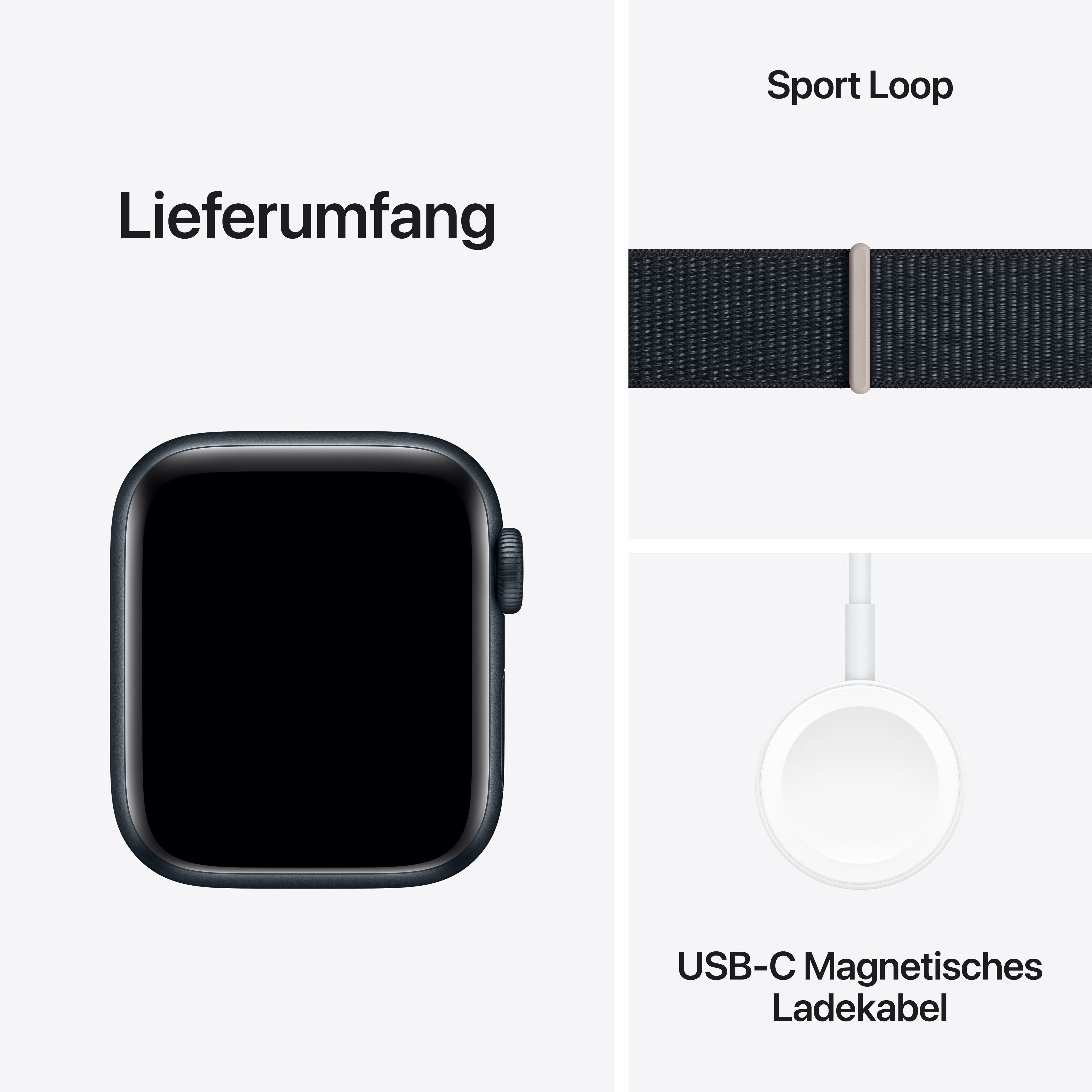 Apple Watch SE (2. Gen) GPS 40mm Alu Mitternacht Sport Loop Armband Mitternacht