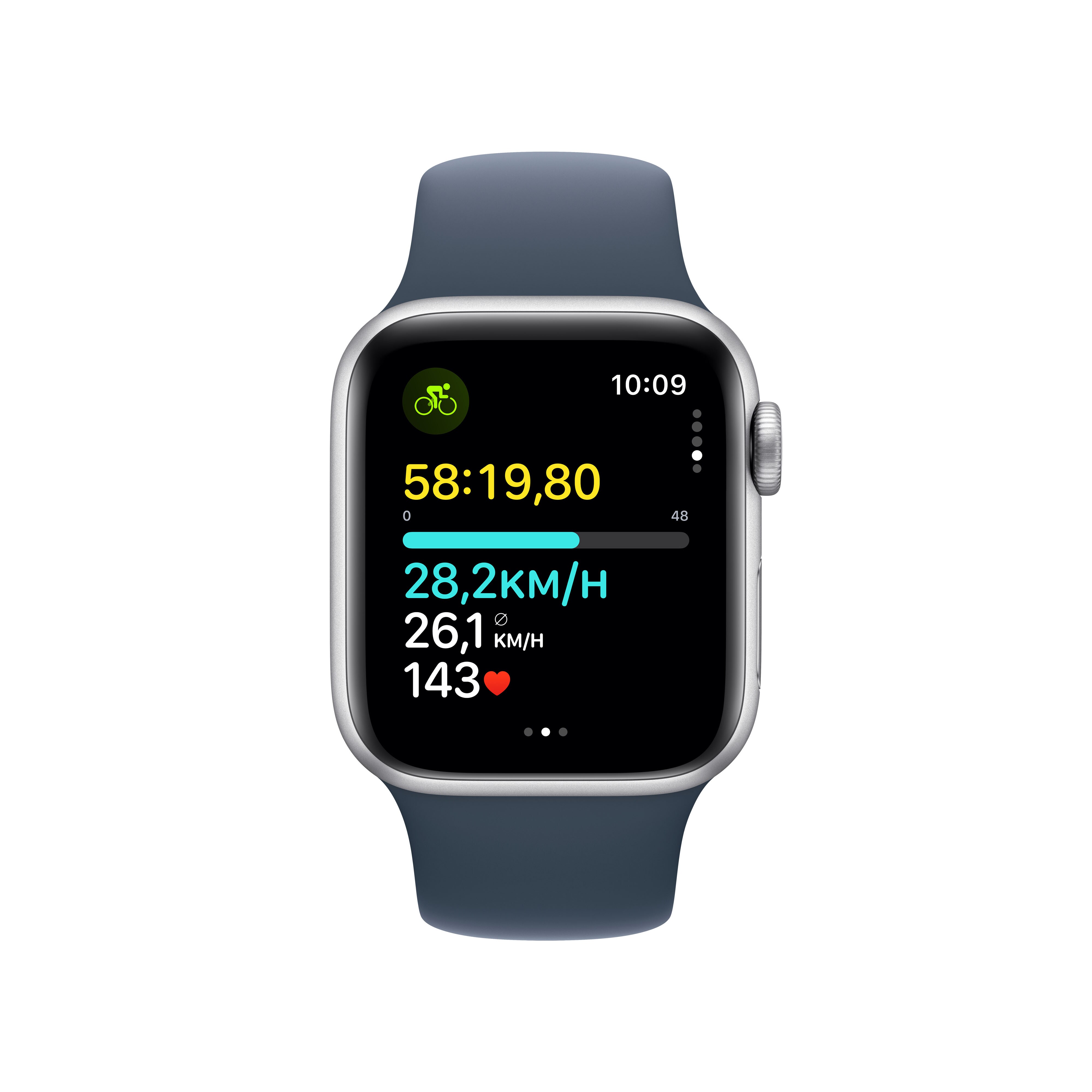 Apple Watch SE (2. Gen) GPS 40mm Alu Silber Sportarmband Sturmblau - S/M