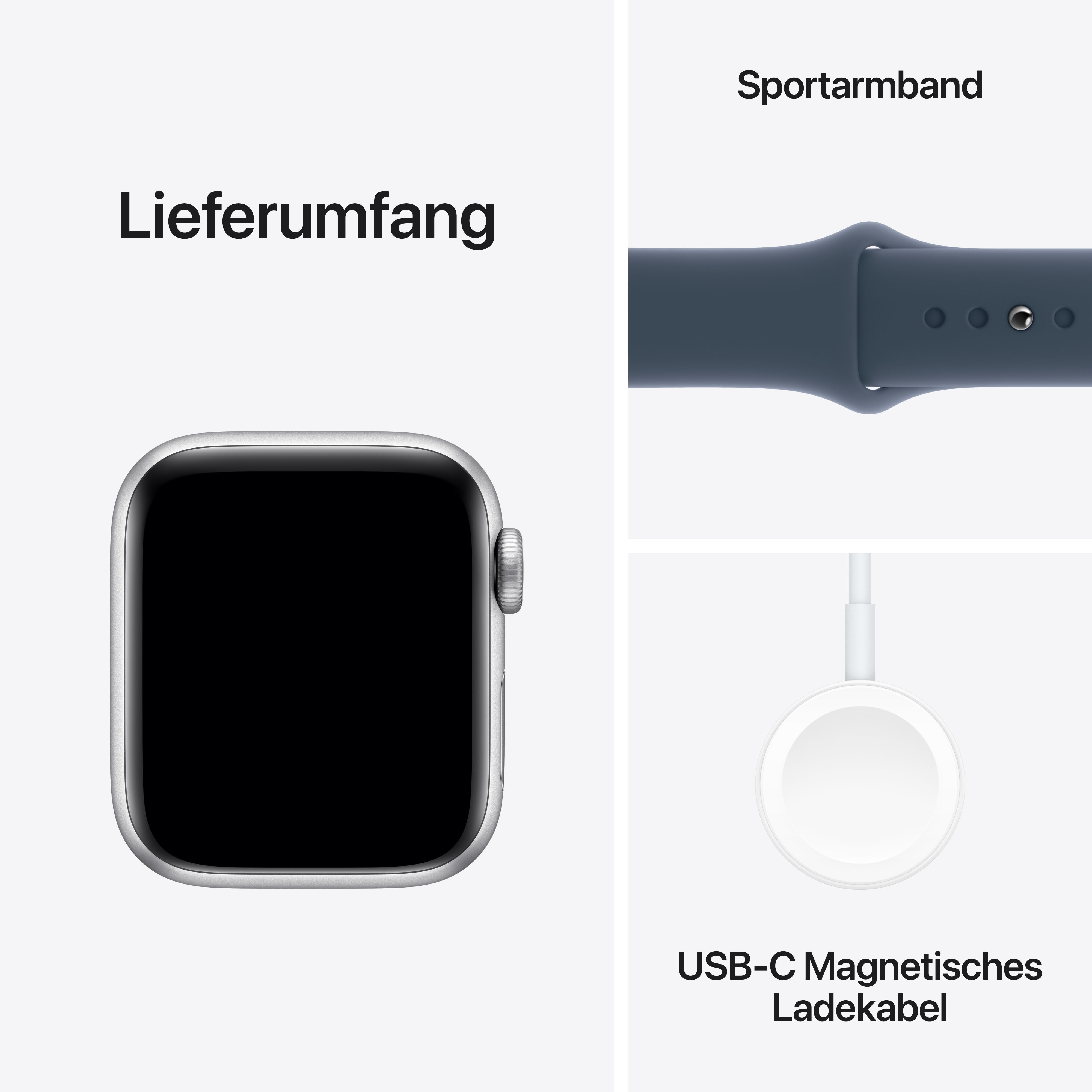 Apple Watch SE (2. Gen) GPS 40mm Alu Silber Sportarmband Sturmblau - S/M