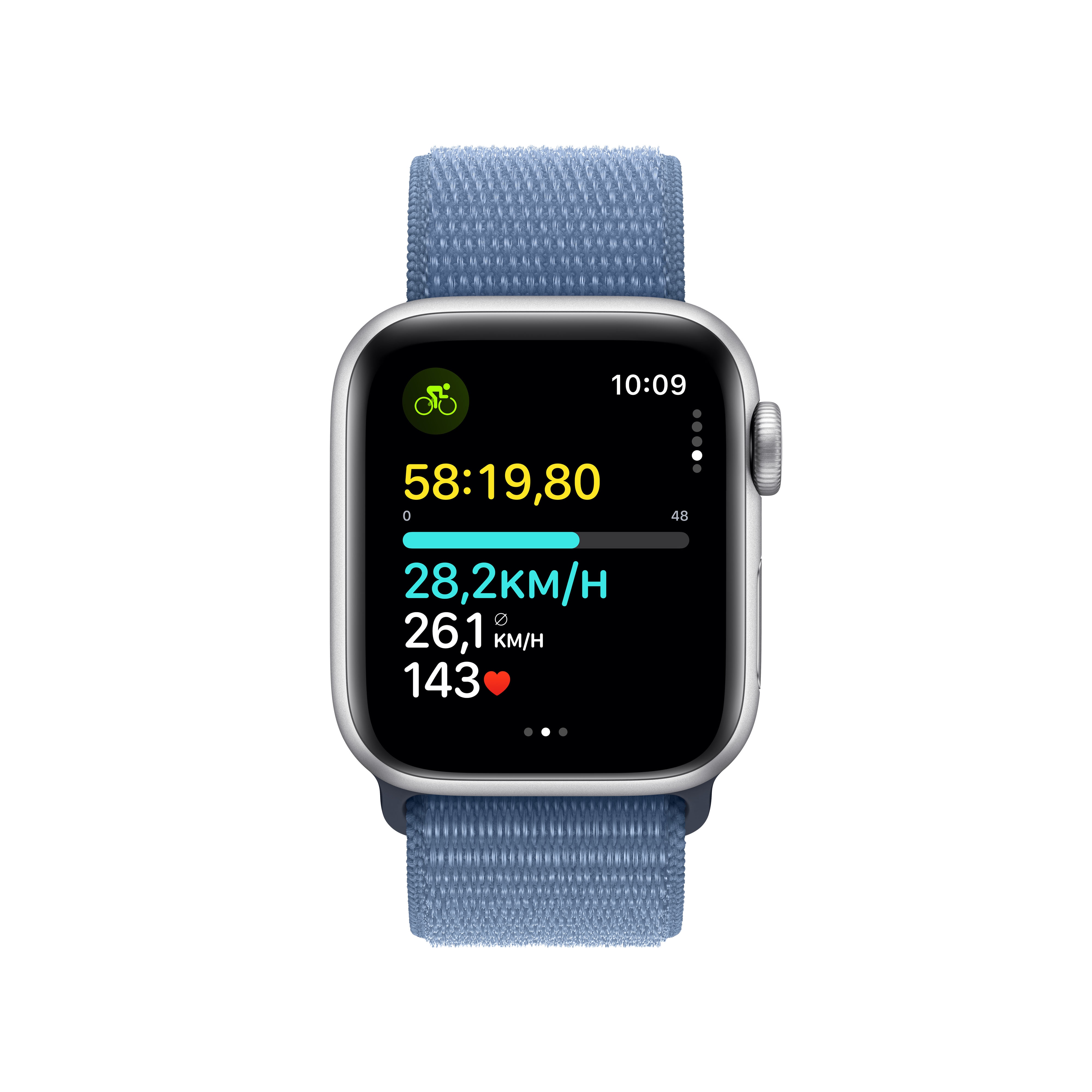 Apple Watch SE (2. Gen) GPS 40mm Alu Silber Sport Loop Armband Sturmblau