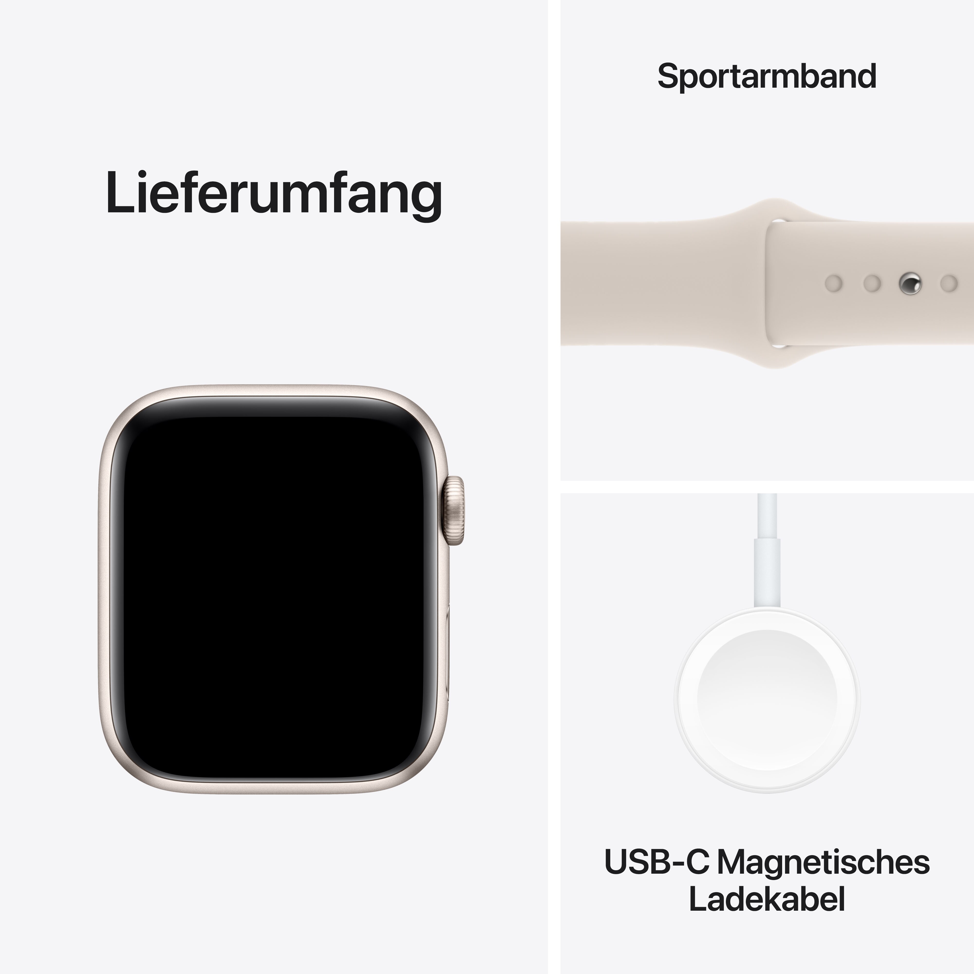 Apple Watch SE (2. Gen) GPS 44mm Alu Polarstern Sportarmband Polarstern - S/M