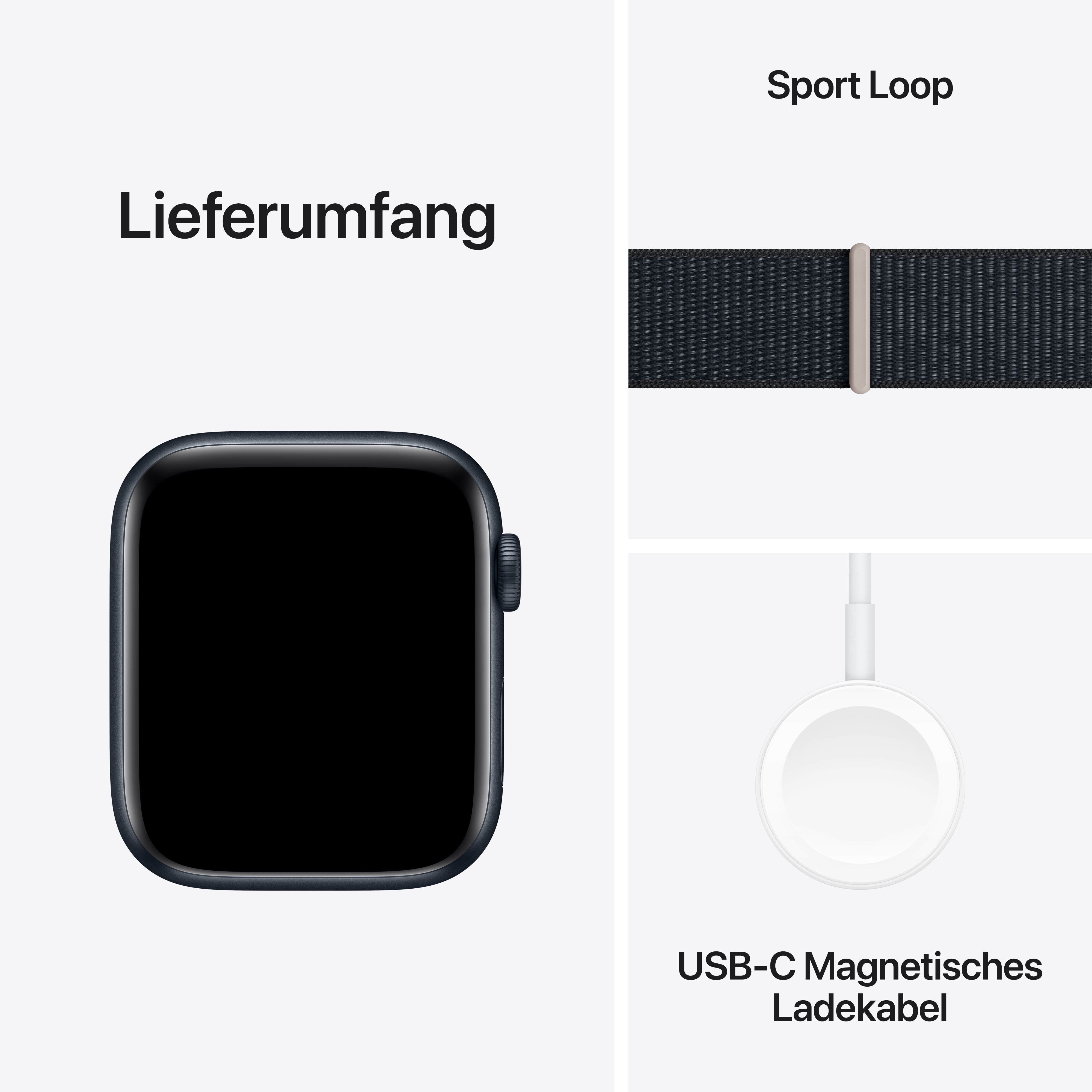 Apple Watch SE (2. Gen) GPS 44mm Alu Mitternacht Sport Loop Armband Mitternacht