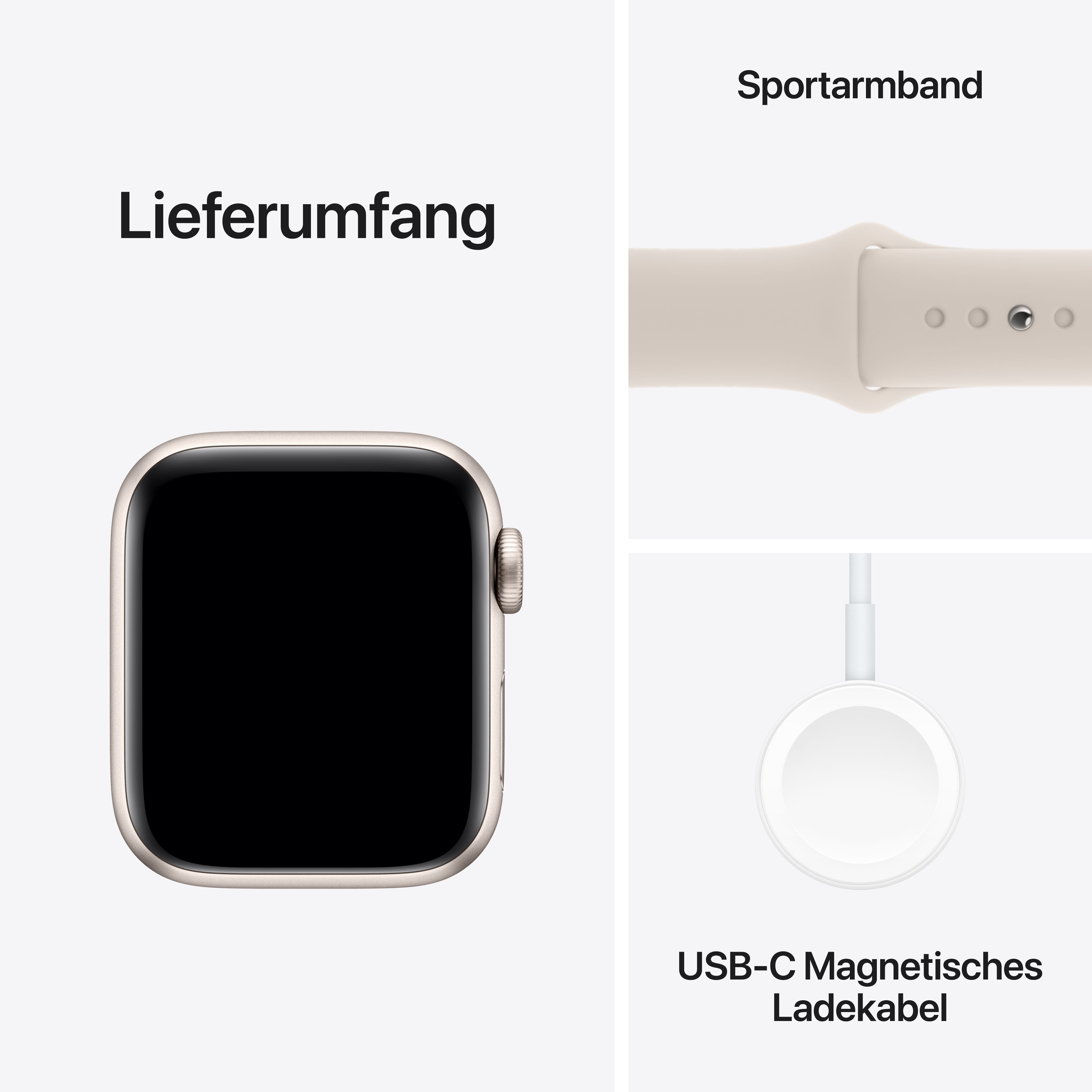 Apple Watch SE (2. Gen) LTE 40mm Alu Polarstern Sportarmband Polarstern - S/M