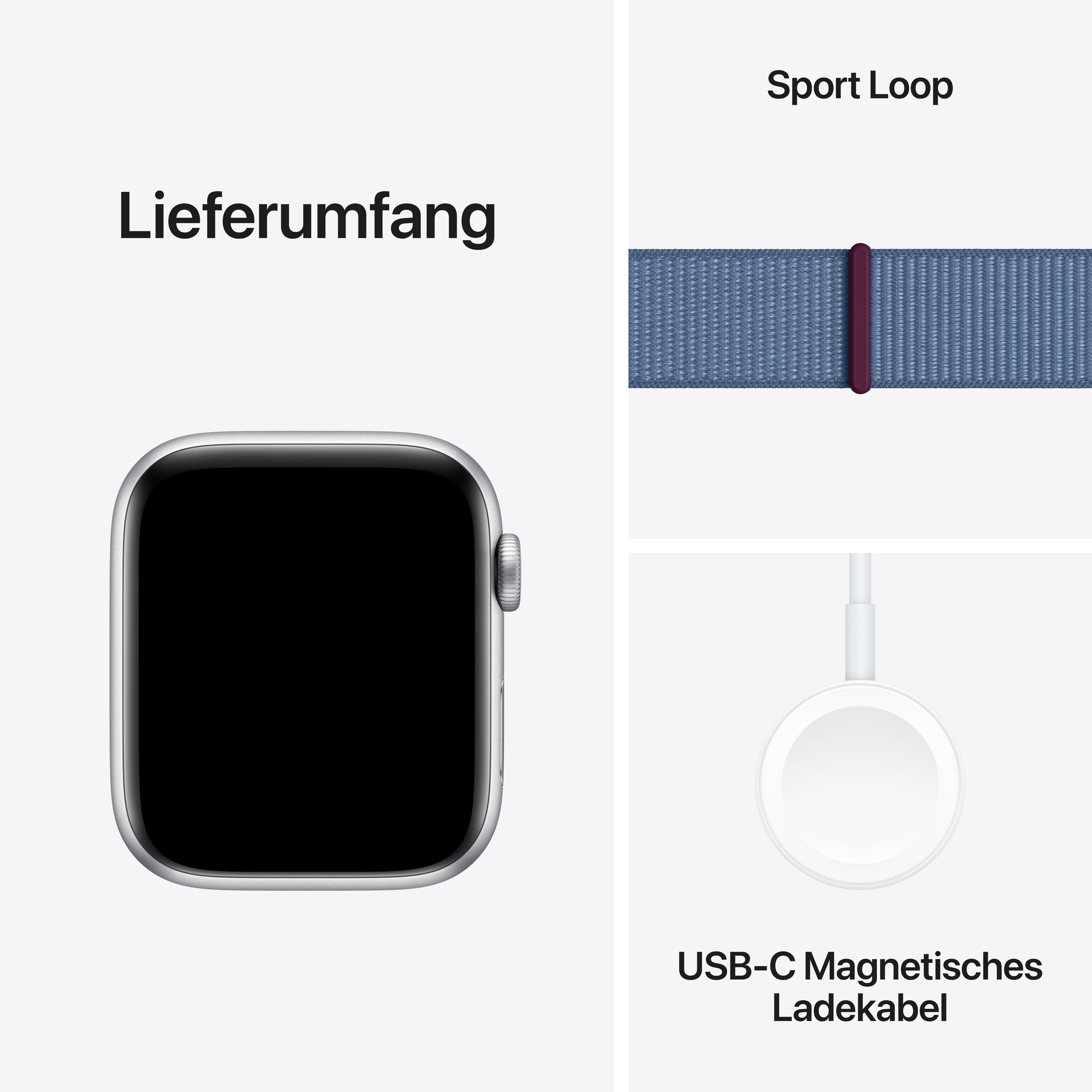 Apple Watch SE (2. Gen) LTE 44mm Alu Silber Sport Loop Winterblau