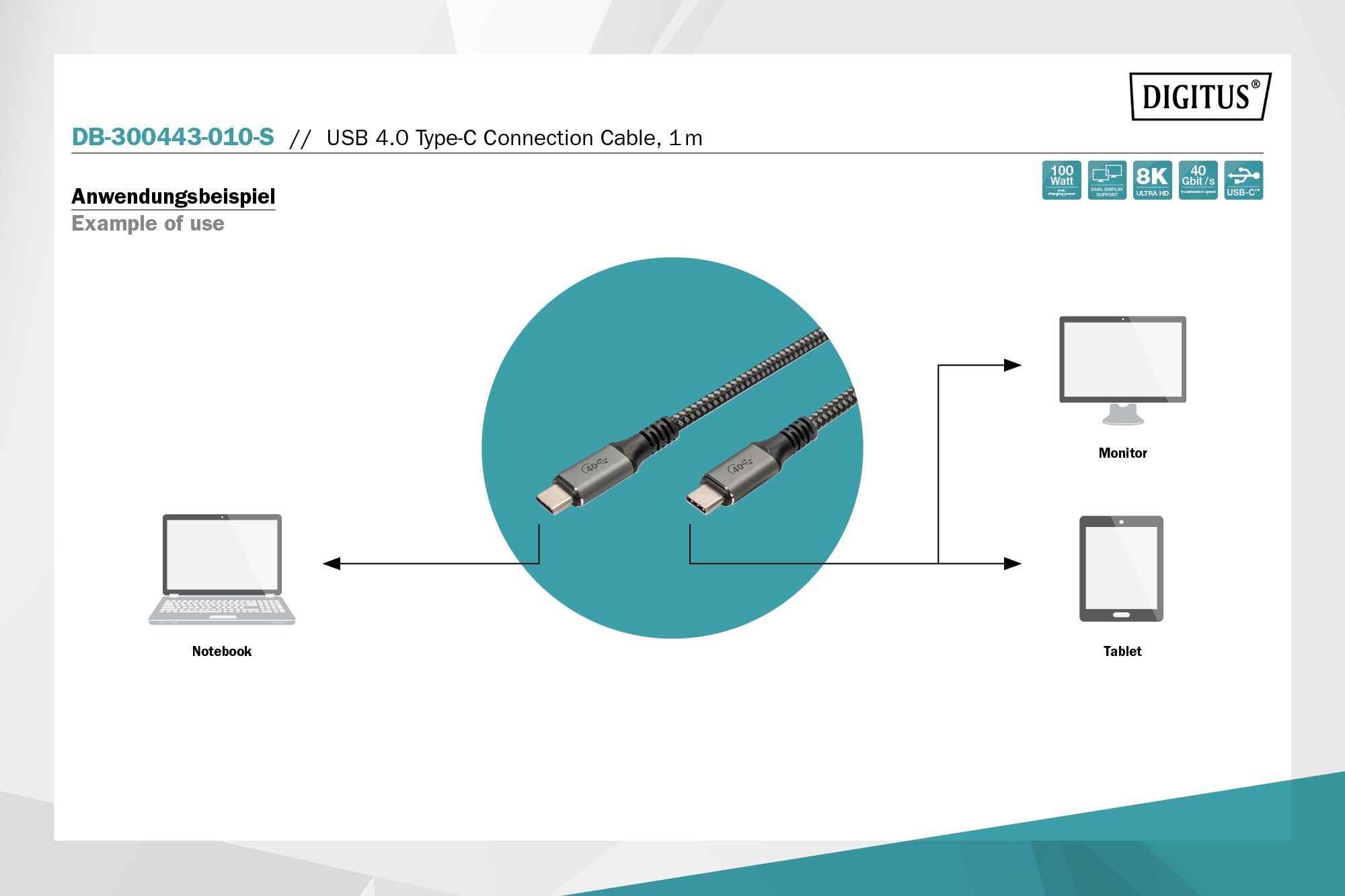 DIGITUS USB 4 Verbindungskabel, TypC auf TypC, 1m