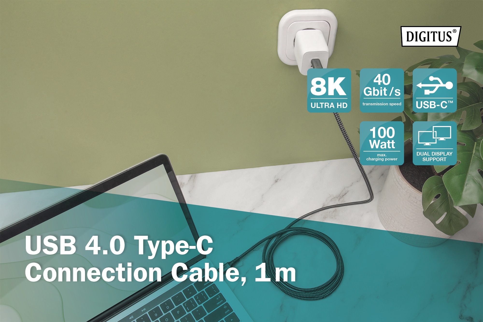 DIGITUS USB 4 Verbindungskabel, TypC auf TypC, 1m