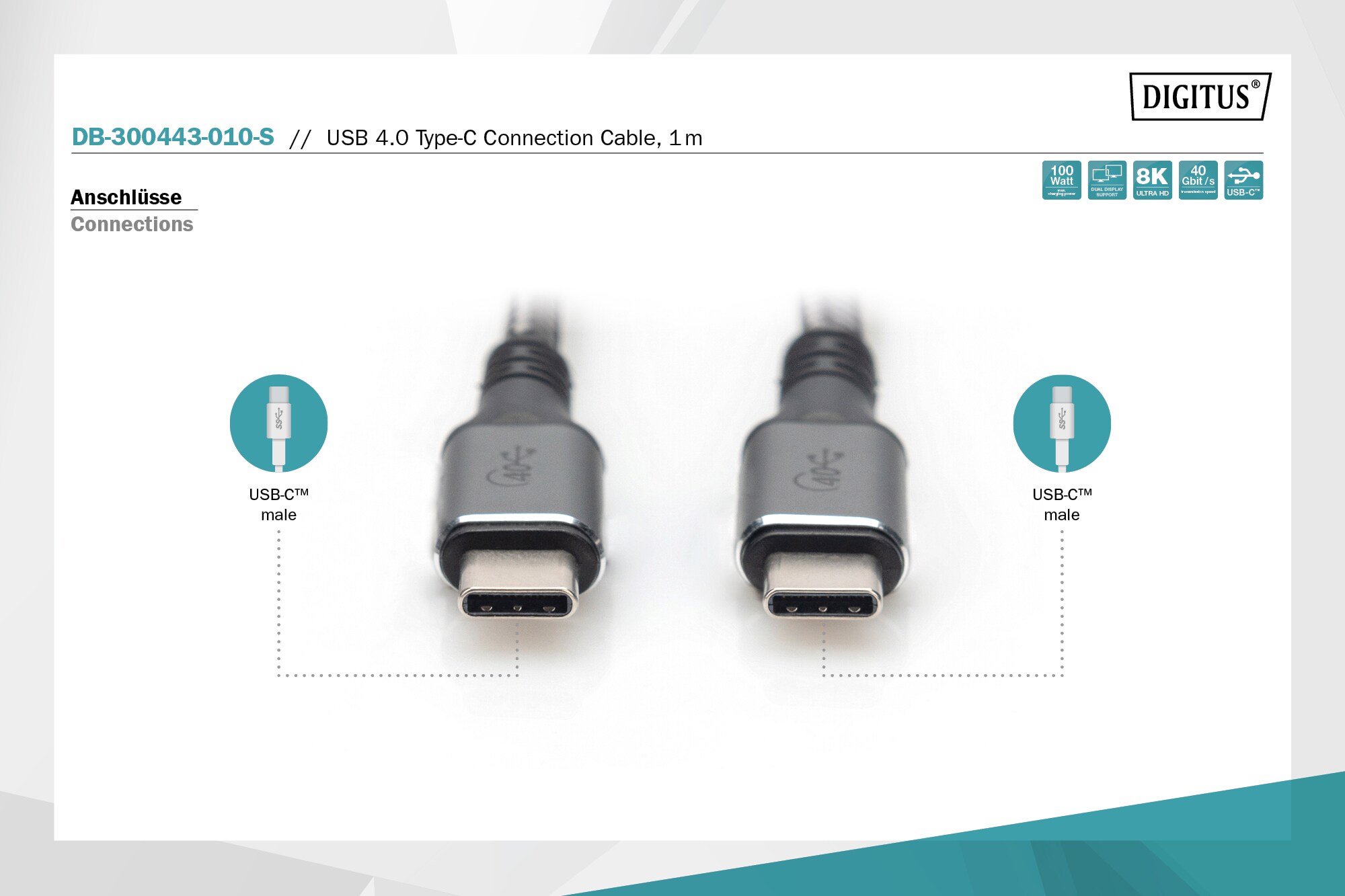 DIGITUS USB 4 Verbindungskabel, TypC auf TypC, 1m