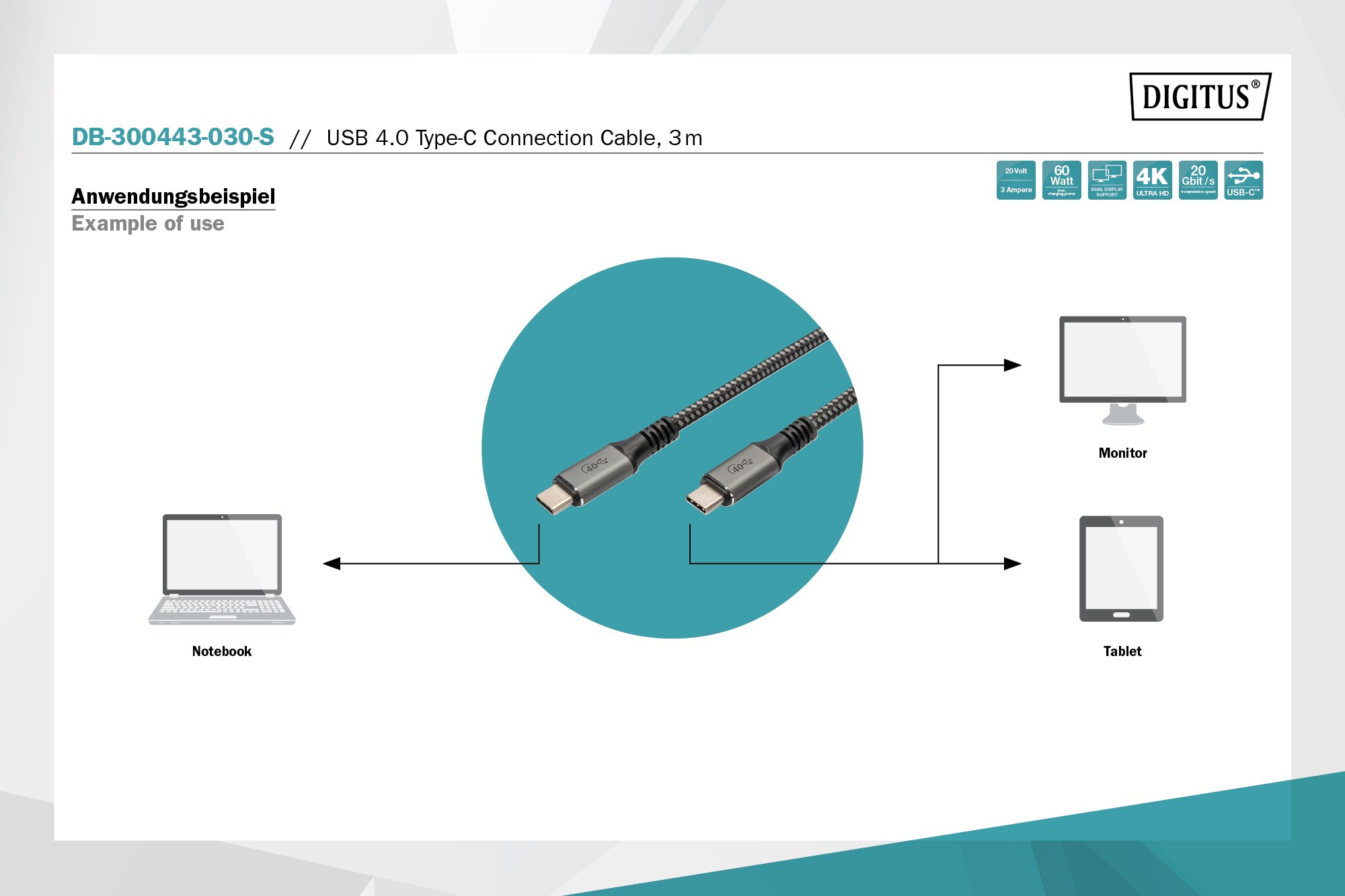 DIGITUS USB 4 Verbindungskabel, TypC auf TypC, 3m