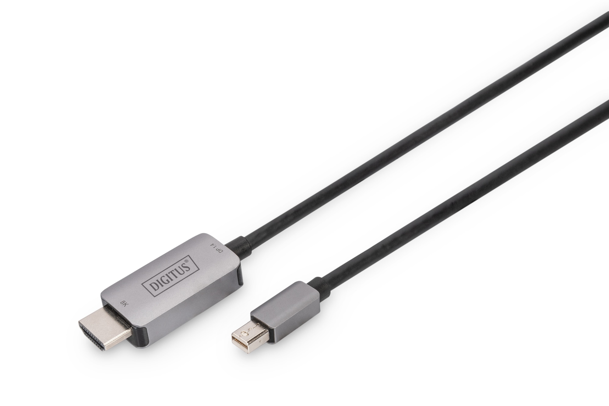 DIGITUS 8K Adapterkabel mini DP zu HDMI M/M Alugehäuse, 1m