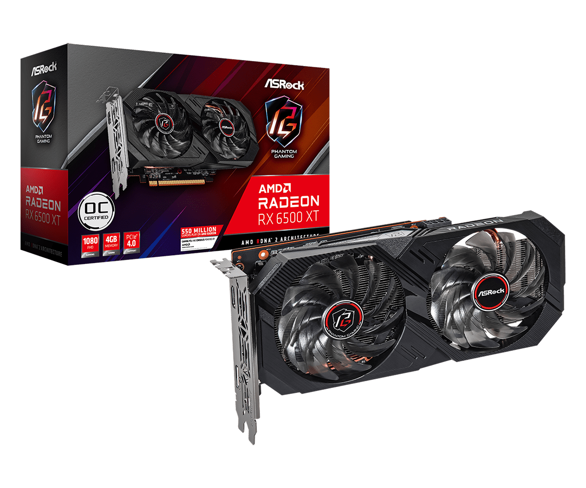 ASRock Radeon RX 6500XT Phantom Gaming D OC 4GB