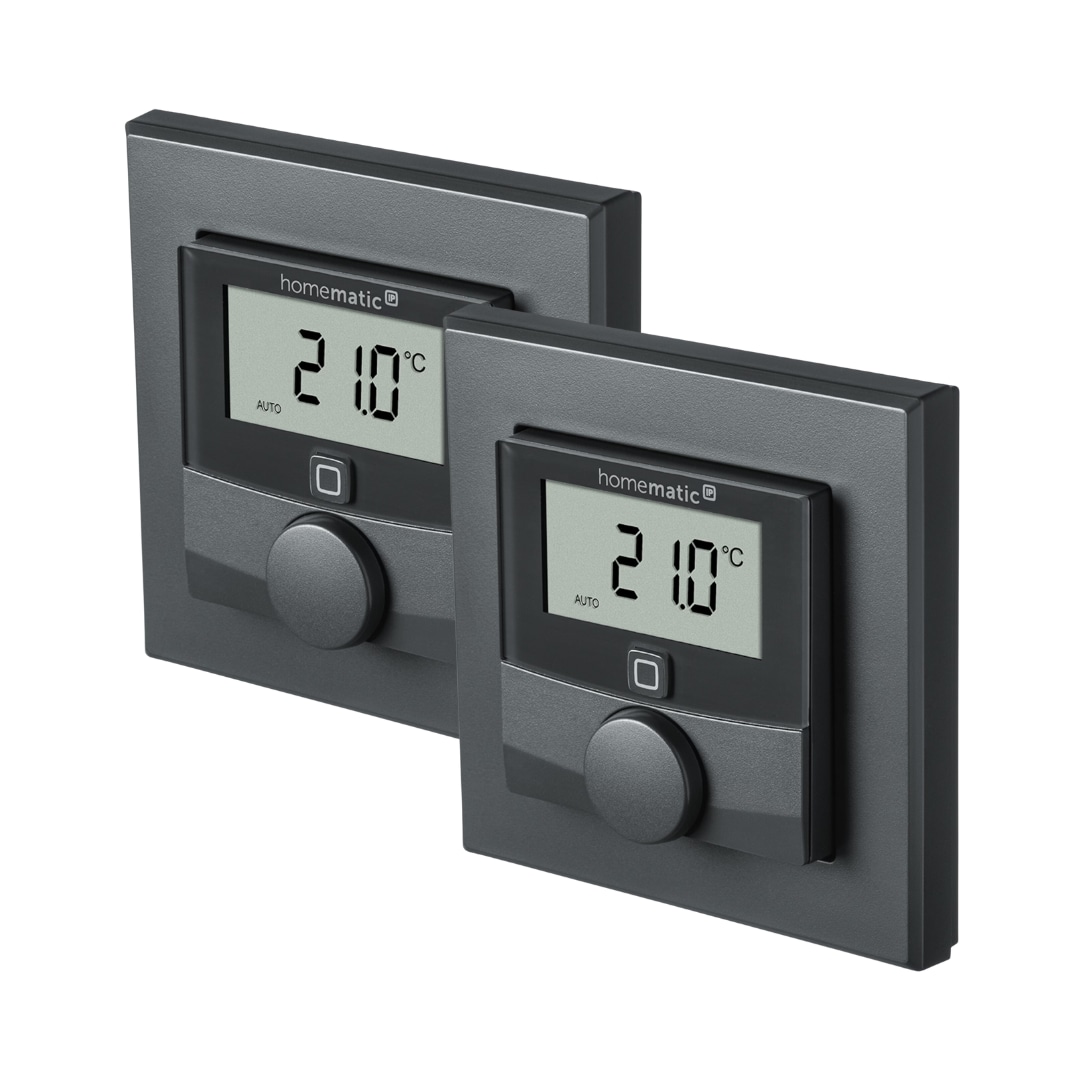 Homematic IP Wandthermostat mit Luftfeuchtigkeitssensor anthrazit, 2er Pack