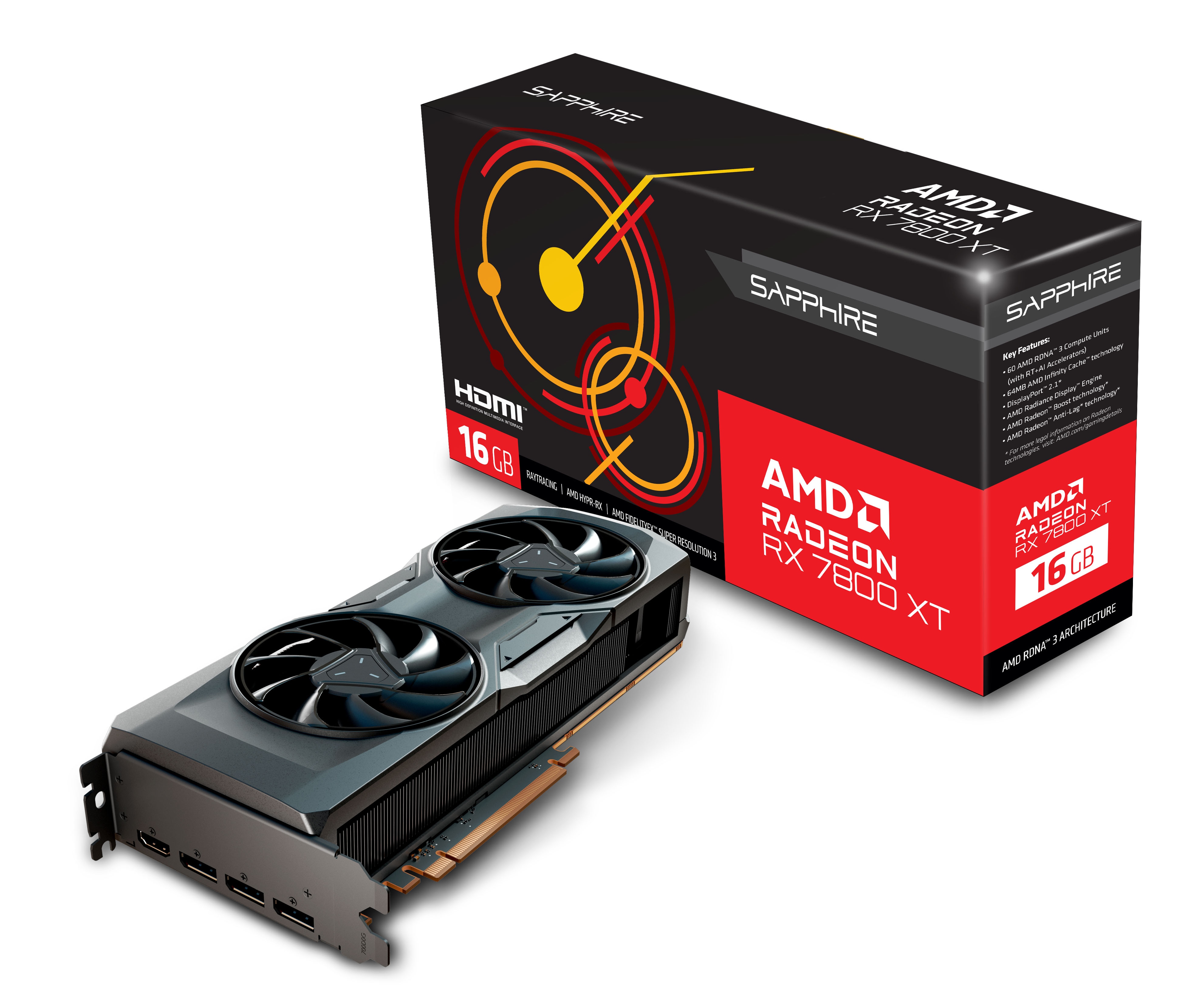 SAPPHIRE AMD Radeon RX 7800 XT Pulse OC Grafikkarte 16GB GDDR6 HDMI/3xDP