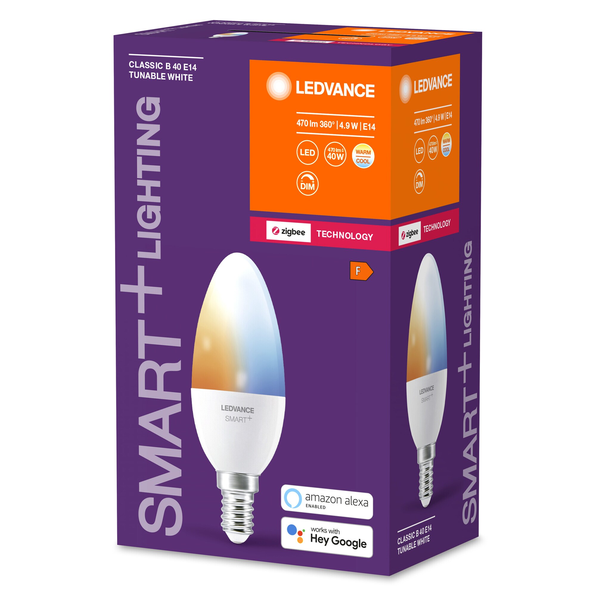 Ledvance Smarte LED-Lampe, Kerze, ZigBee, CL B 40, 5W, E14, Tunable White, Matt